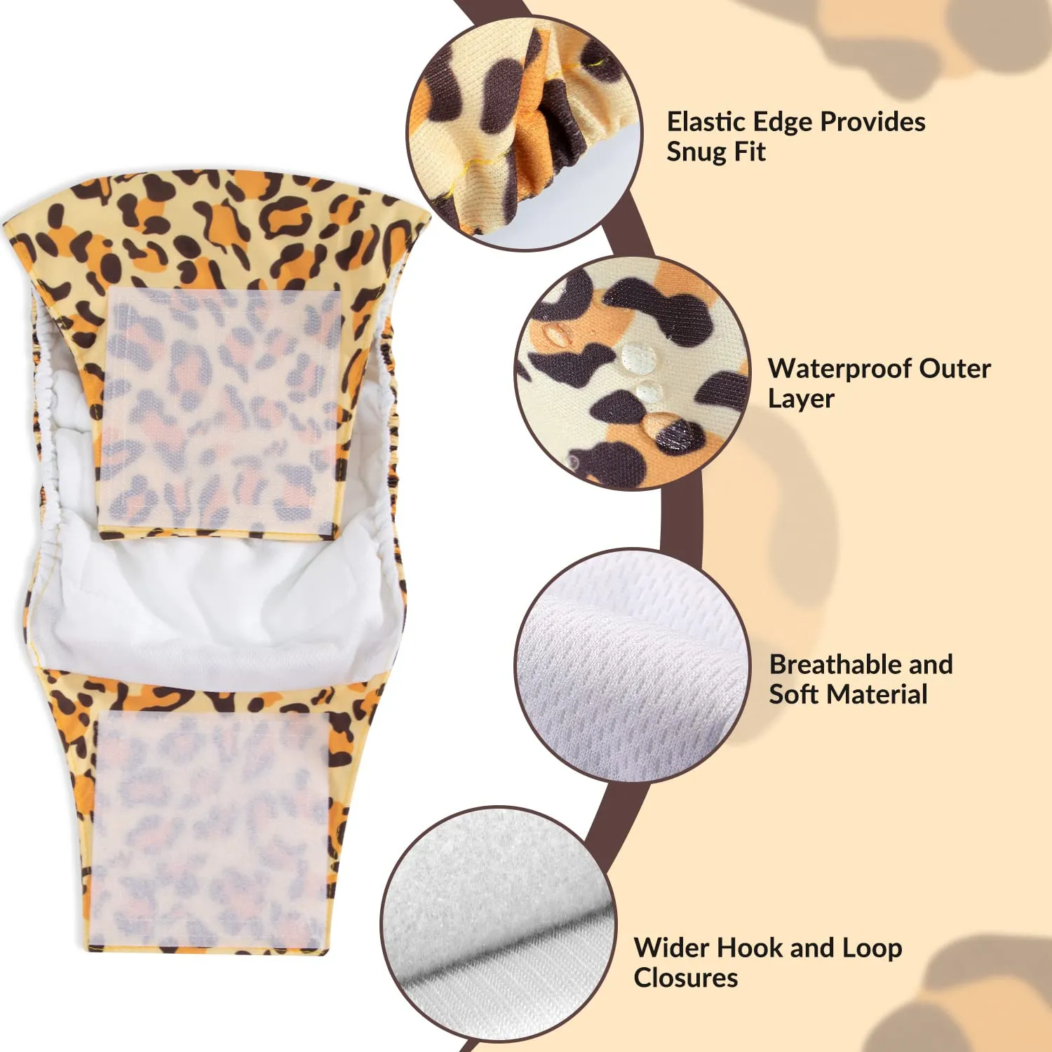 SlowTon Male Dog Diapers Wraps, Pannolini lavabili fasce per la pancia con cuscinetti aggiuntivi, Pannolini altamente assorbenti con chiusura flessibile, confezione da 5 - immagine 4
