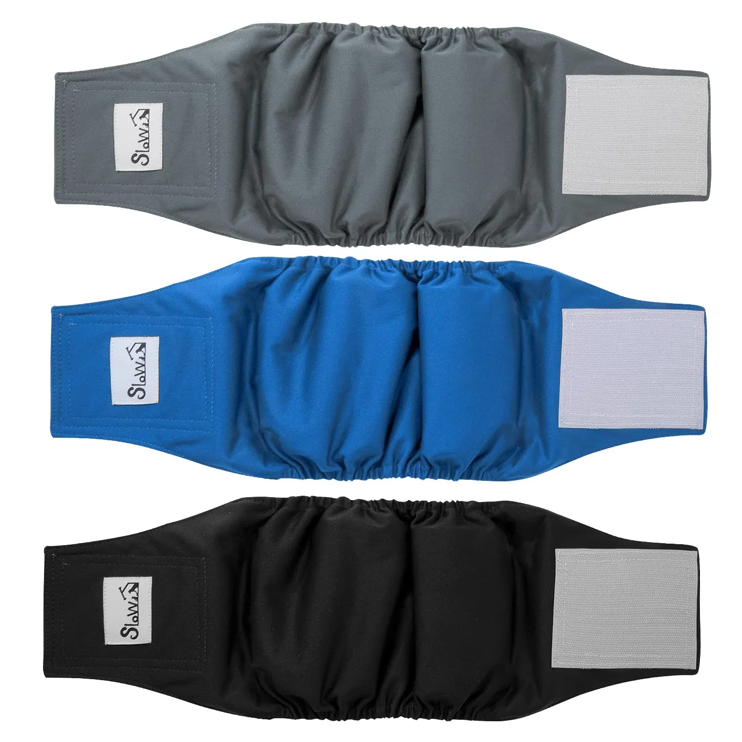 SlowTon Male Dog Diapers Wraps, Pannolini lavabili fasce per la pancia con cuscinetti aggiuntivi, Pannolini altamente assorbenti con chiusura flessibile, confezione da 5 - immagine 1