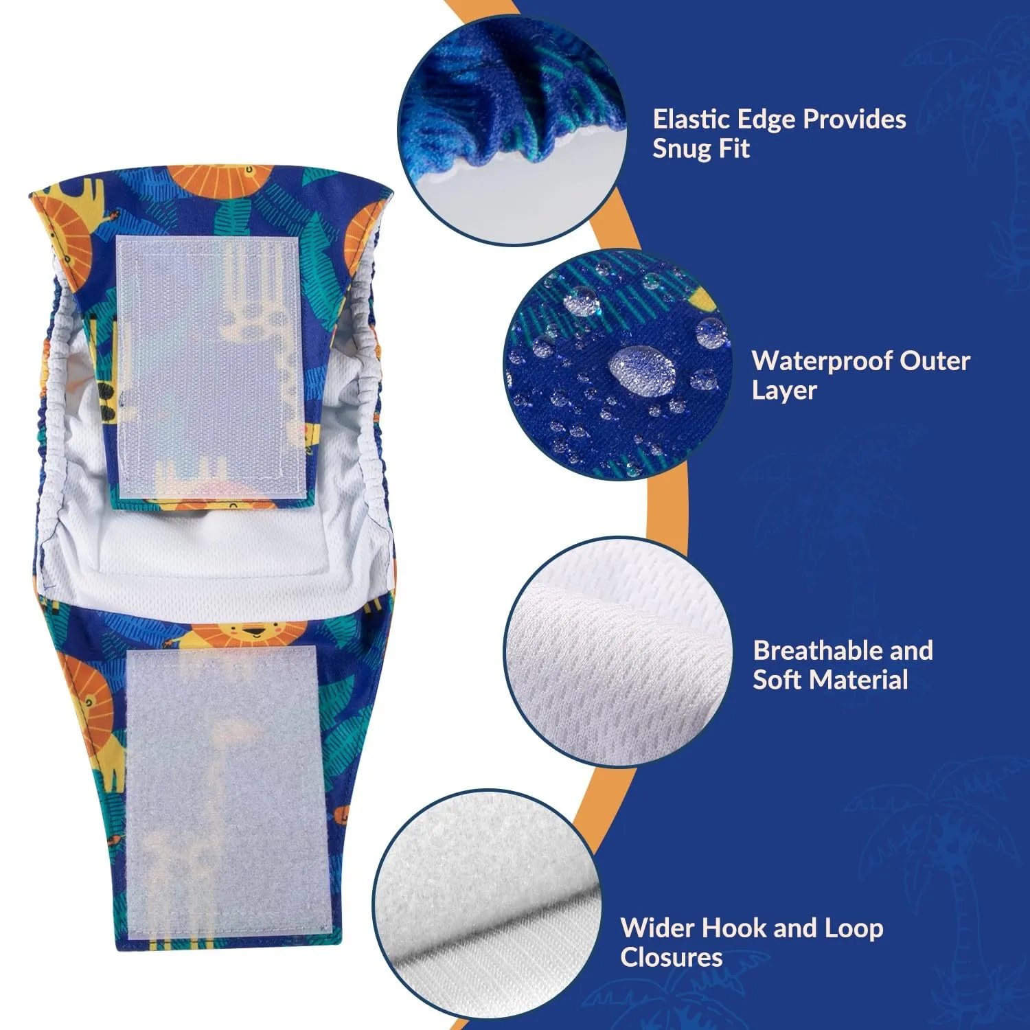 SlowTon Male Dog Diapers Wraps, Pannolini lavabili fasce per la pancia con cuscinetti aggiuntivi, Pannolini altamente assorbenti con chiusura flessibile, confezione da 5 - immagine 4