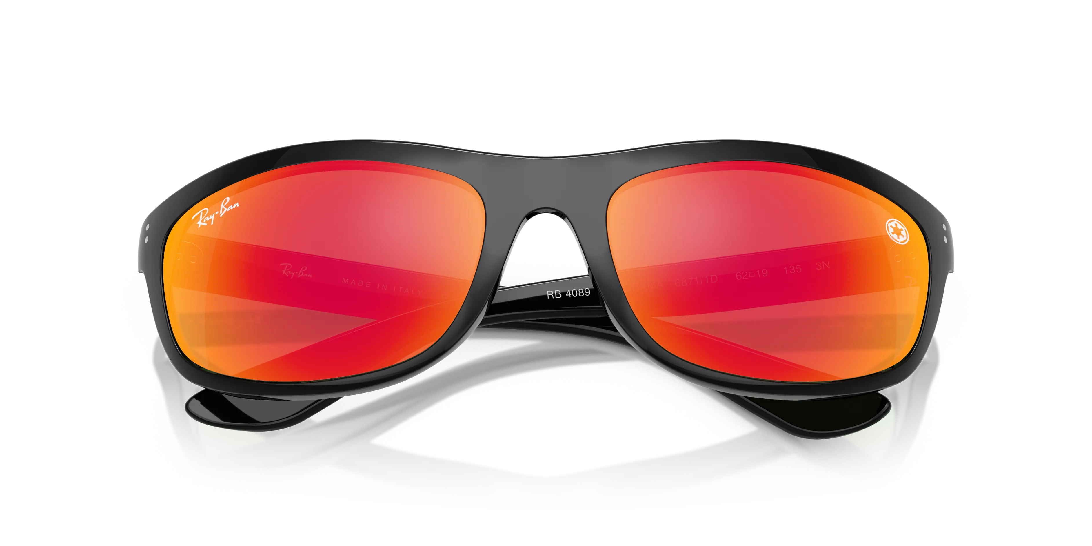 Ray - Ban RB4089 BALORAMA 68711D Occhiali da sole Nylon Nero Rosso Squadrata Normale Specchiato - immagine 2