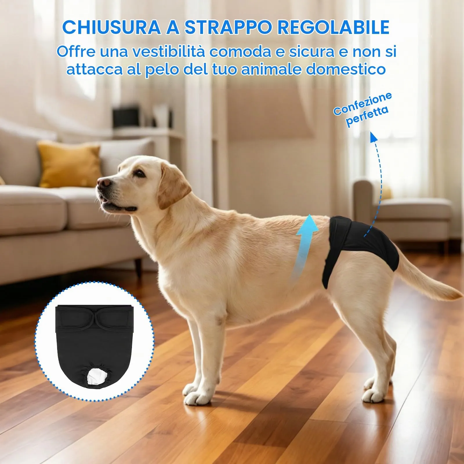 AMFUN Mutandina Igienica Doggy, 3 Pezzi Pannolini Cane Lavabili, Pannolino per cani, Mutande Igieniche Animali Lavabili, Riutilizzabili, Altamente Assorbenti (M) - immagine 3