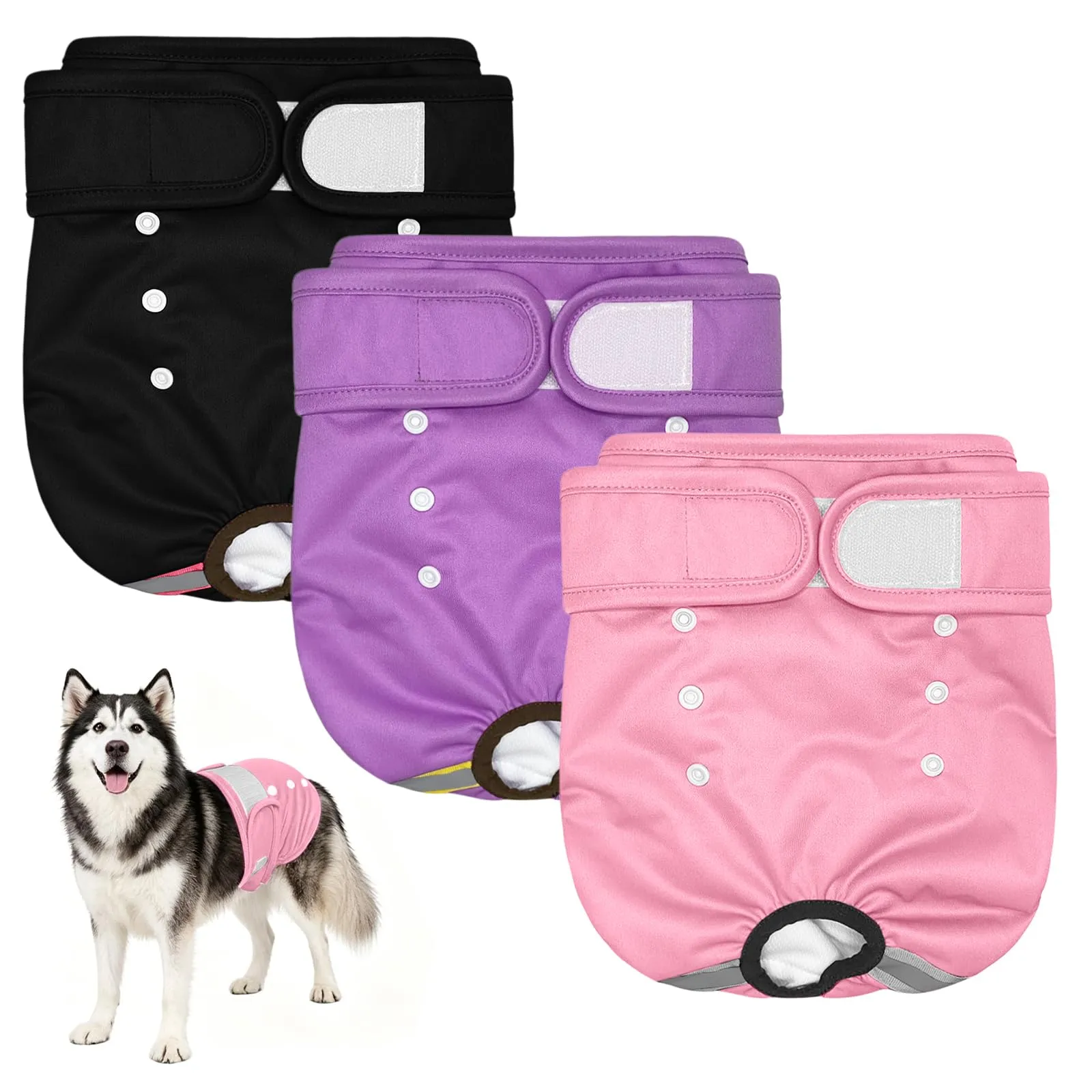 AMFUN 3 Pezzi Pannolini Cane Lavabili, Mutandina Igienica Doggy, Pannolino per cani, Mutande Igieniche Animali Lavabili, Riutilizzabili, Altamente Assorbenti (XL) - immagine 1