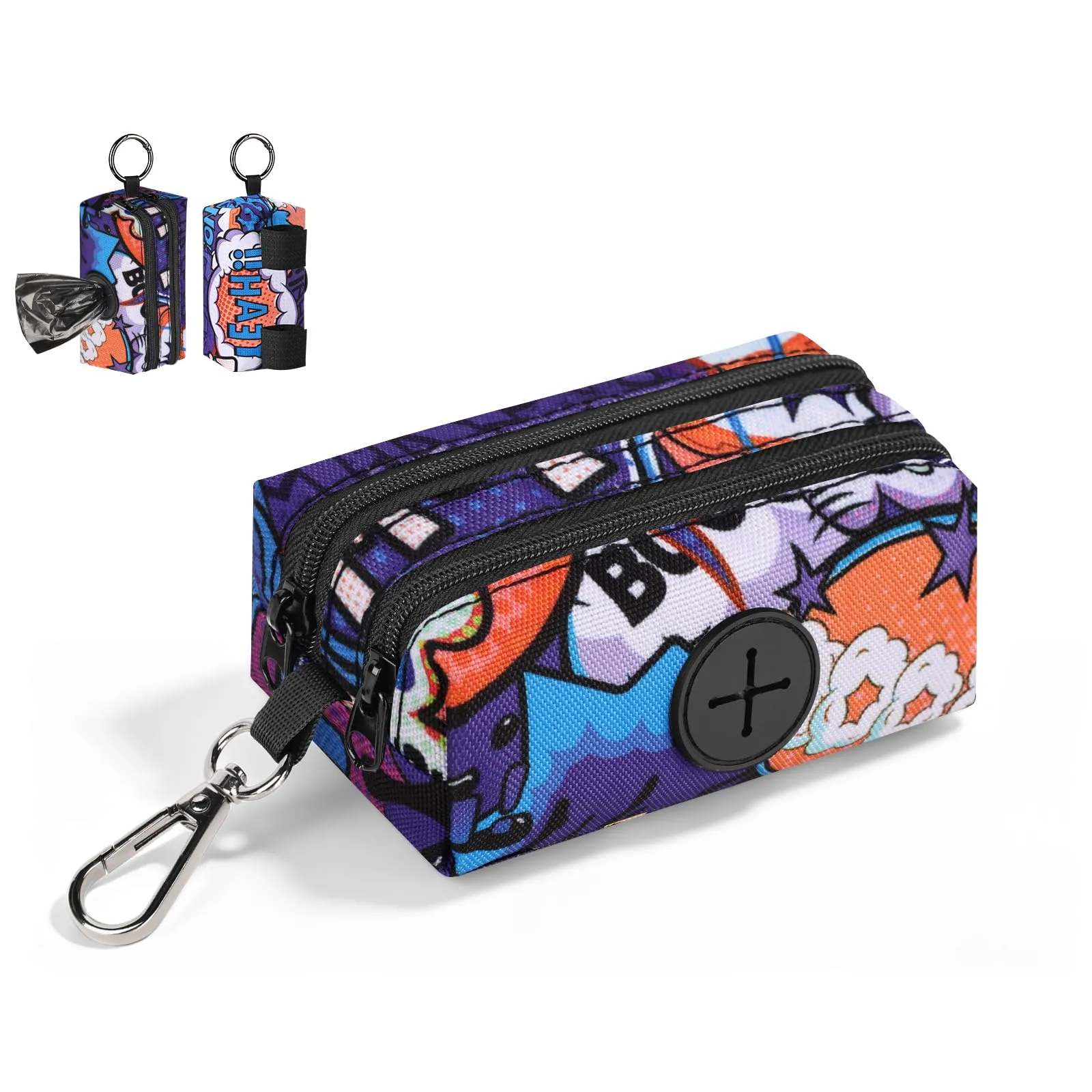 1 Pz Porta Sacchetti Cane Dispenser con 2 Scomparti con Cerniera Portasacchetti Cane per Escrementi Cani Accessori può Contenere Standard di Dispenser Cacca Sacchetti per Portare a Spasso(Viola) - immagine 1