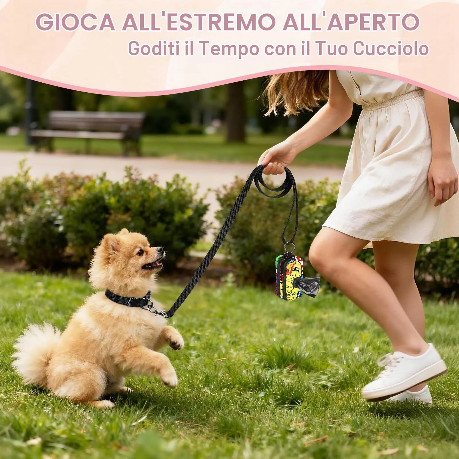 1 Pz Porta Sacchetti Cane Dispenser con 2 Scomparti con Cerniera Portasacchetti Cane per Escrementi Cani Accessori può Contenere Standard di Dispenser Cacca Sacchetti per Portare a Spasso(Blu) - immagine 6