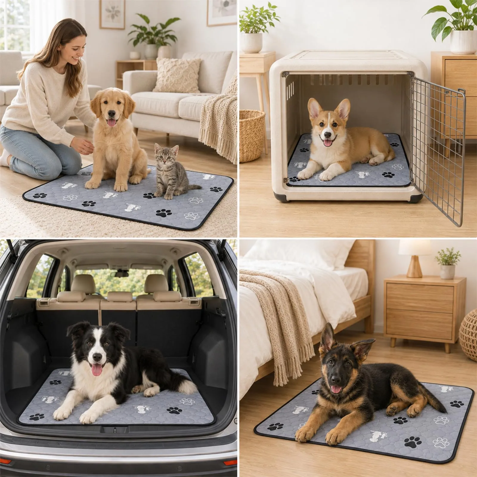 Set di 2 tappetini lavabili per cuccioli, 60 x 90 cm, super assorbenti - immagine 7