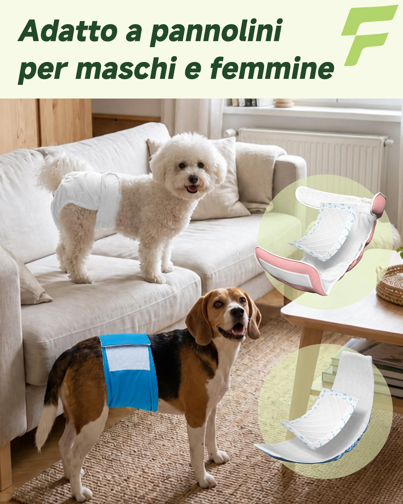 Flying Paws Inserto Monouso Pannolino Tessile Cane Maschio Femmina L-80 - immagine 2