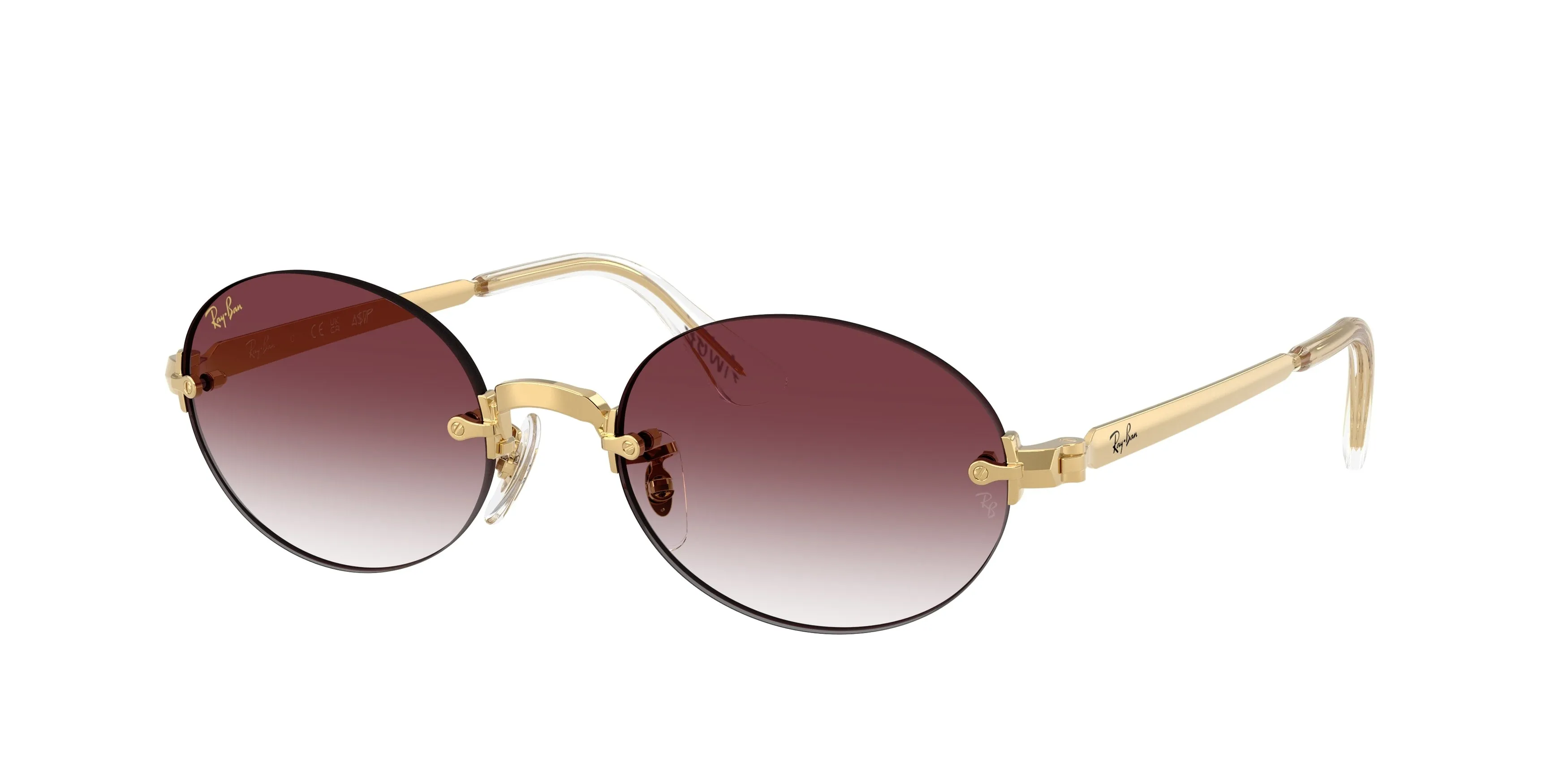 Ray - Ban RB3929 001/8H Occhiali da sole Metallo Oro Viola Rotonda Normale Sfumato - immagine 1