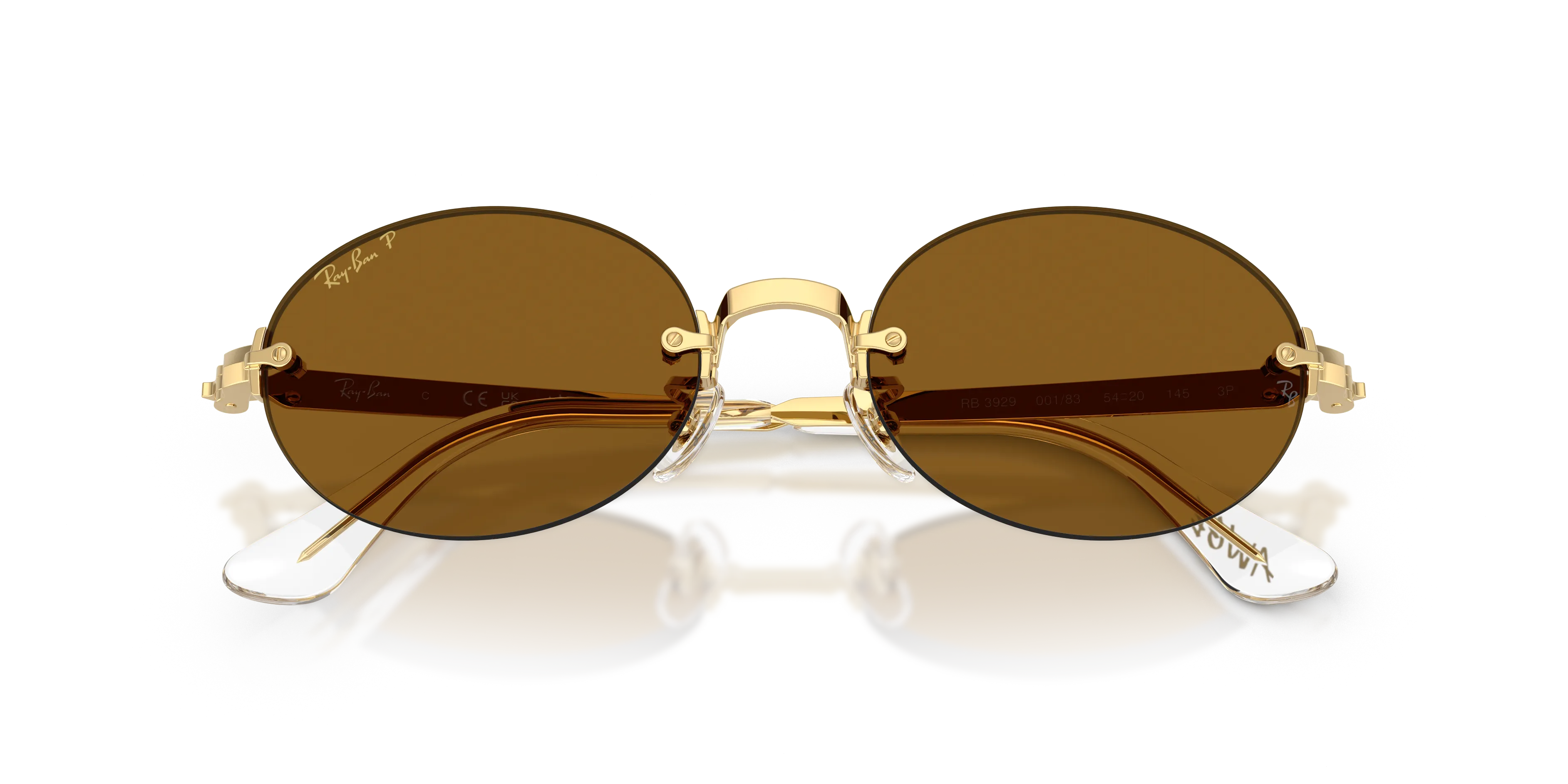 Ray - Ban RB3929 001/83 Occhiali da sole Metallo Oro Marrone Rotonda Polarizzata - immagine 2