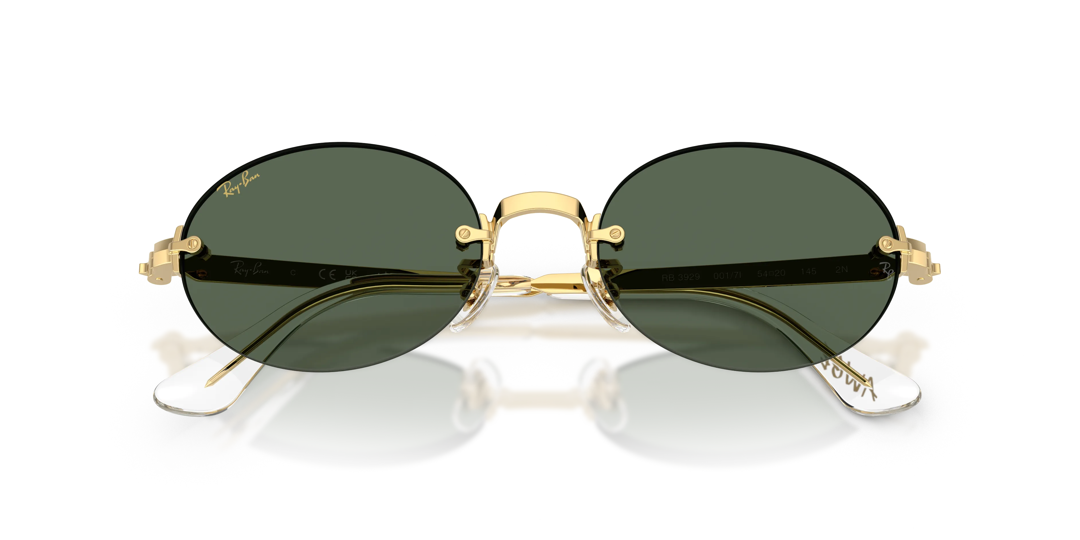 Ray - Ban RB3929 001/71 Occhiali da sole Metallo Oro Verde Rotonda Normale - immagine 2