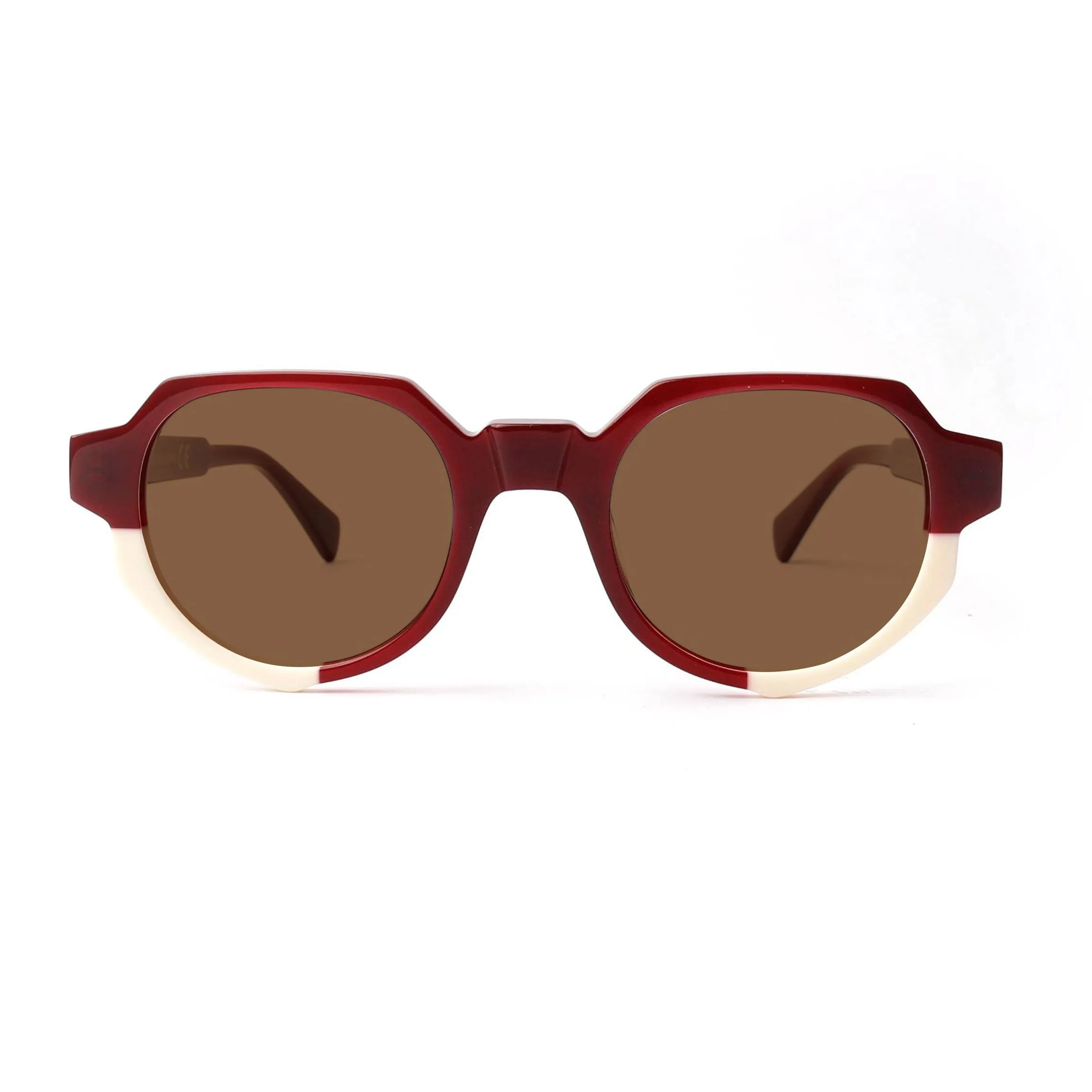 XLAB Vulcano Occhiali da sole Acetato Bordeaux Marrone Rotonda Polarizzata - immagine 2