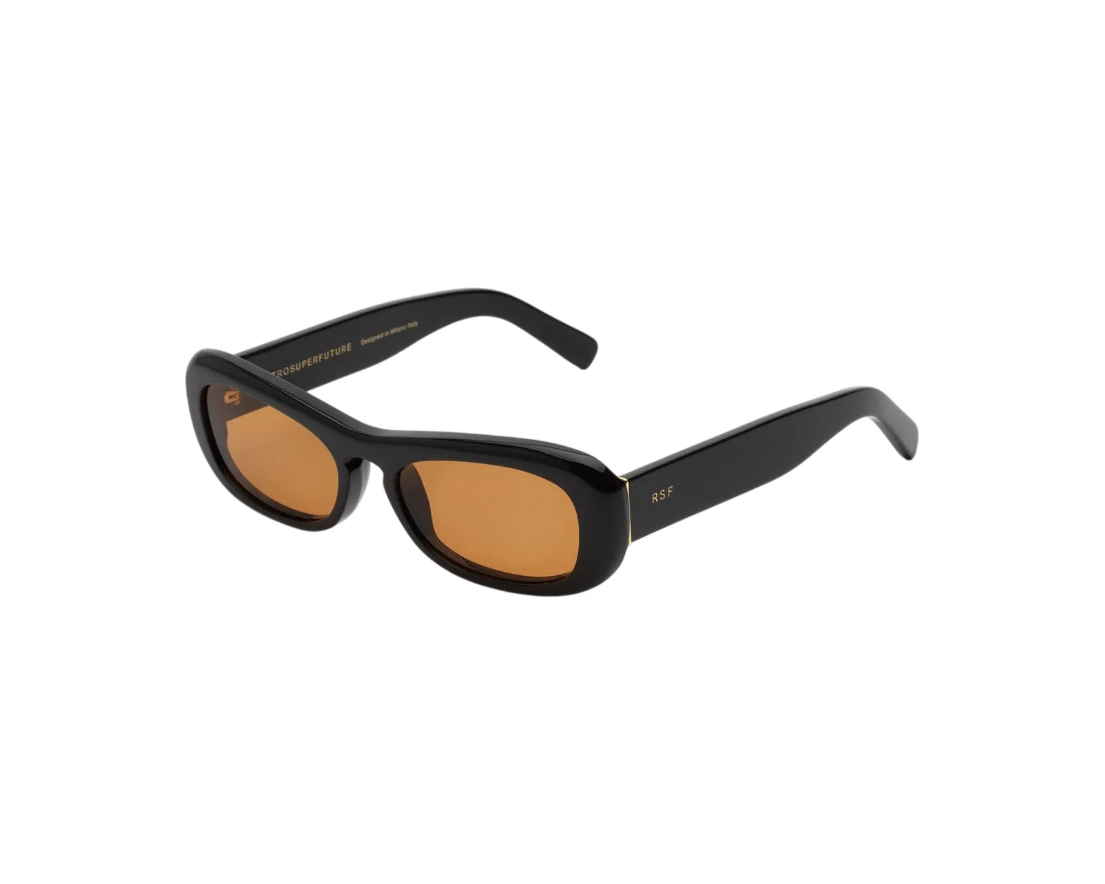 Retrosuperfuture PJV SUGO REFINED Occhiali da sole Acetato Nero Arancione Squadrata Normale - immagine 1