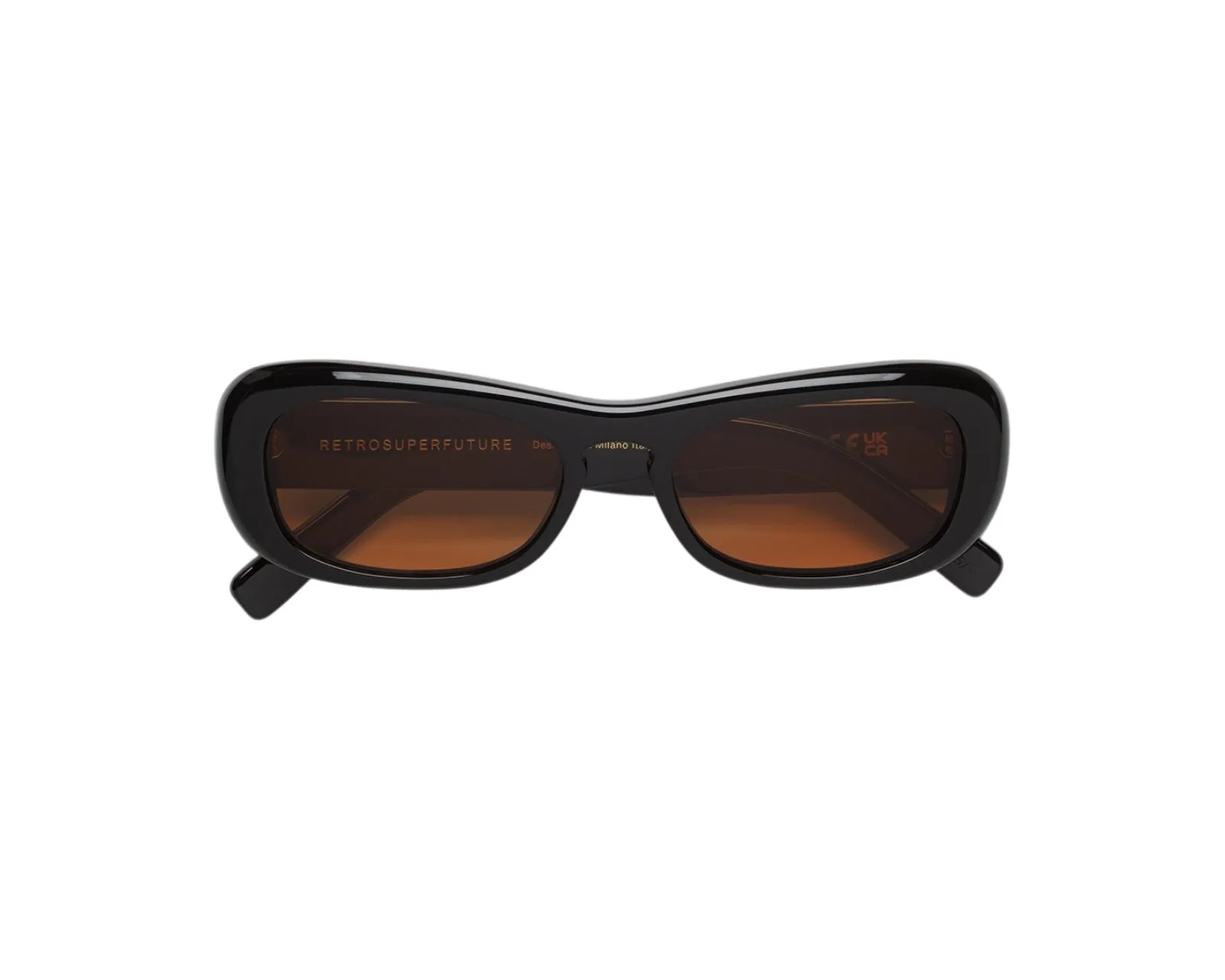 Retrosuperfuture PJV SUGO REFINED Occhiali da sole Acetato Nero Arancione Squadrata Normale - immagine 2