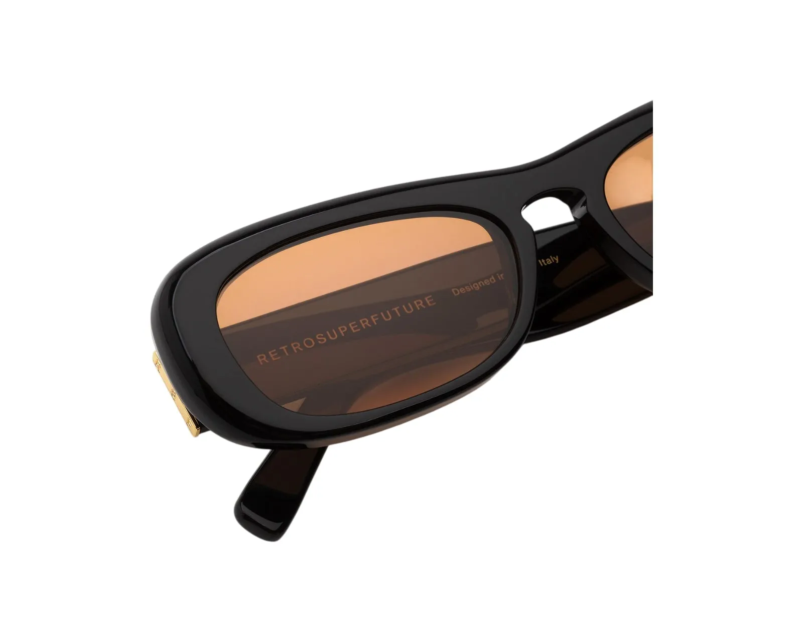 Retrosuperfuture PJV SUGO REFINED Occhiali da sole Acetato Nero Arancione Squadrata Normale - immagine 3