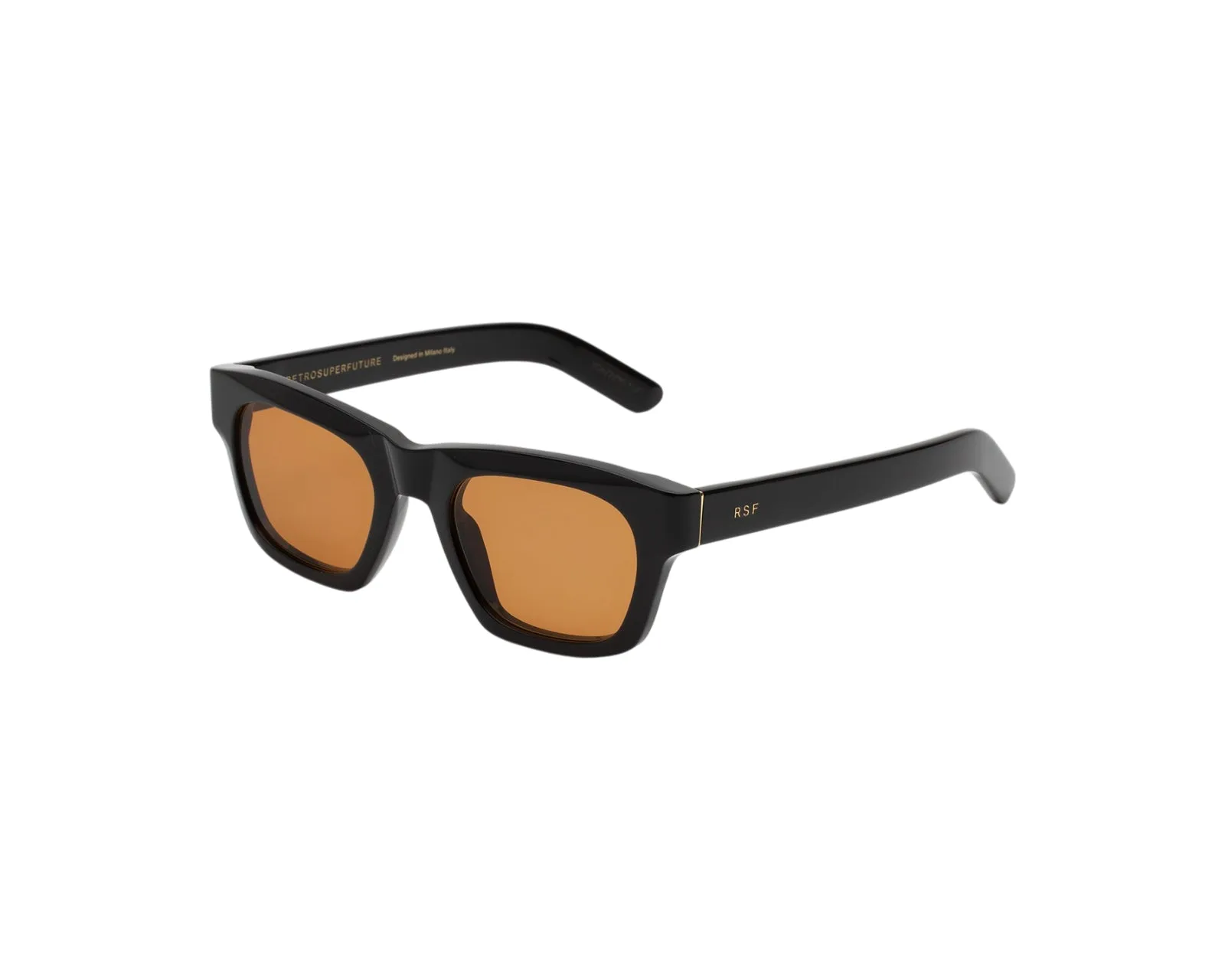 Retrosuperfuture ZOR SINTESI REFINED Occhiali da sole Acetato Nero Arancione Squadrata Normale - immagine 1