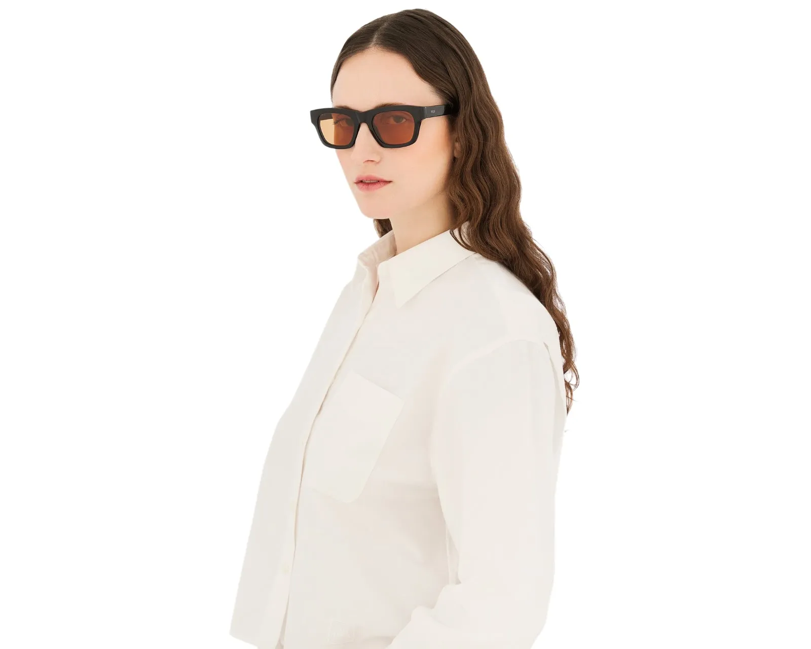 Retrosuperfuture ZOR SINTESI REFINED Occhiali da sole Acetato Nero Arancione Squadrata Normale - immagine 4