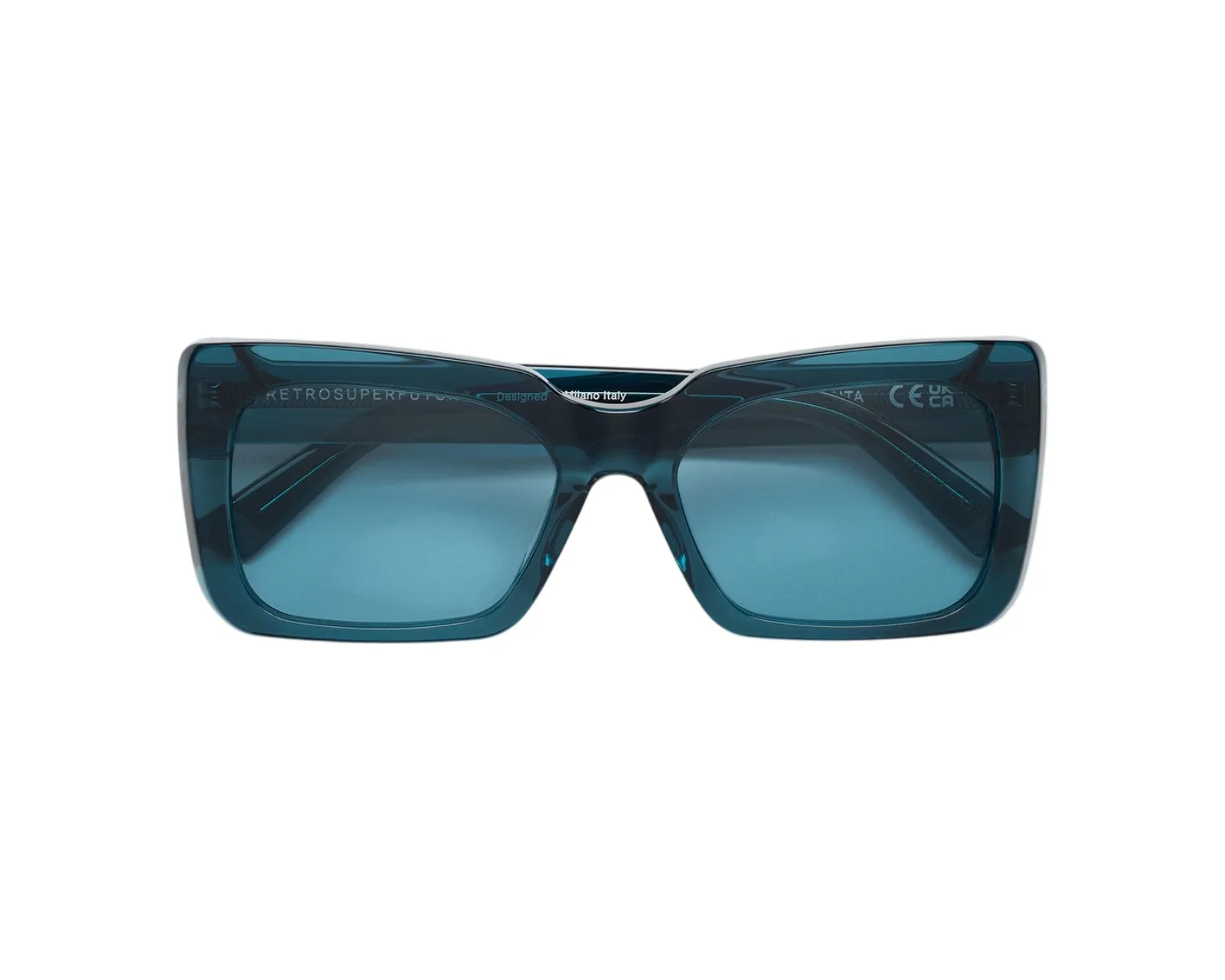 Retrosuperfuture W1A SENTA TEAL Occhiali da sole Acetato Blu Azzurro Squadrata Normale - immagine 2