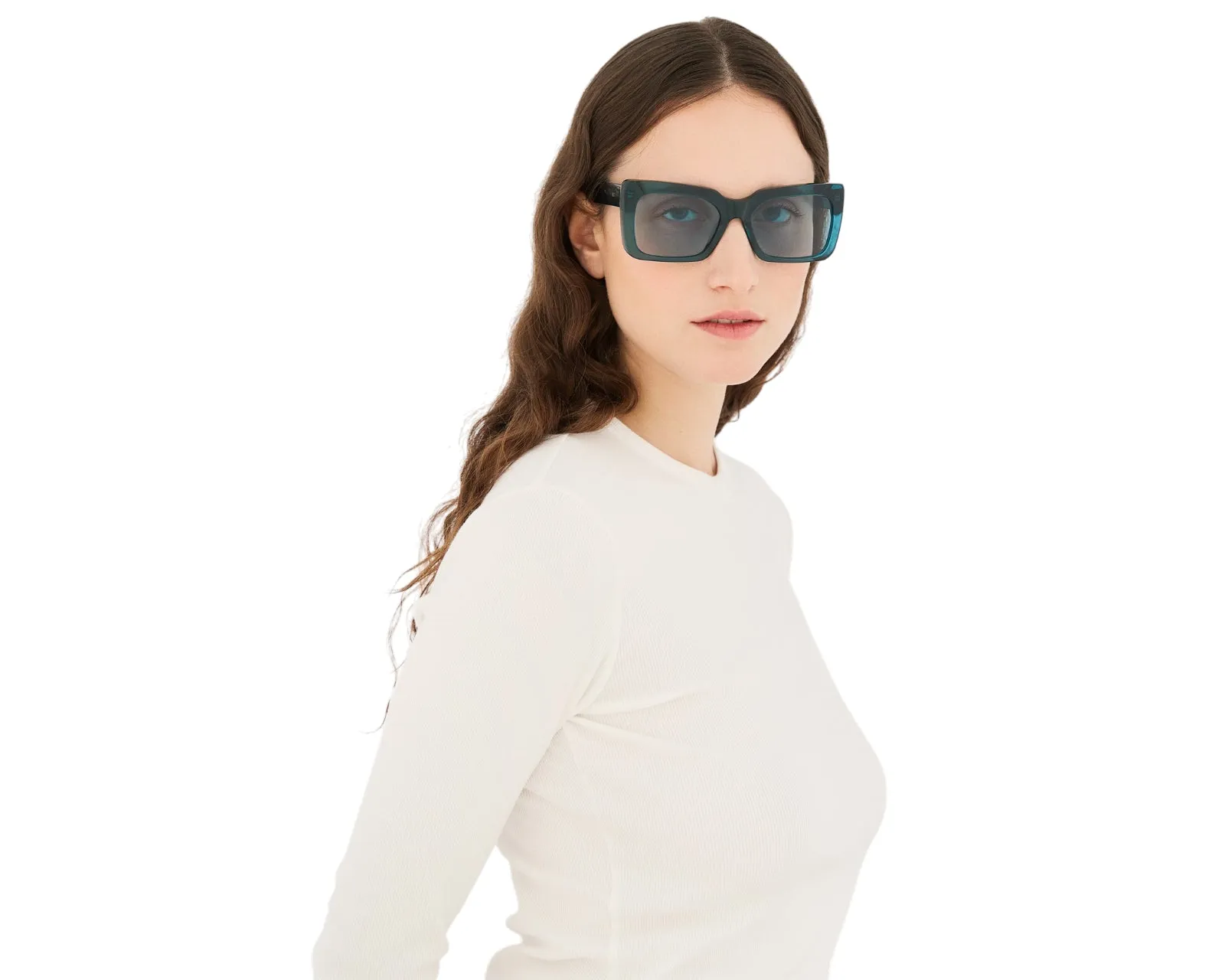 Retrosuperfuture W1A SENTA TEAL Occhiali da sole Acetato Blu Azzurro Squadrata Normale - immagine 4