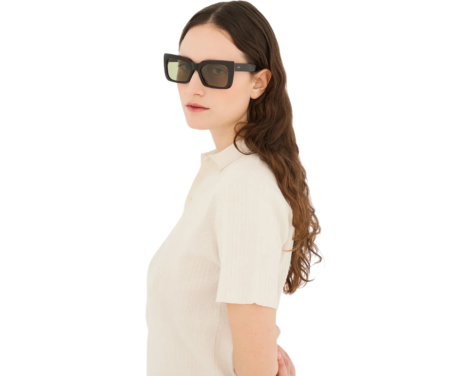 Retrosuperfuture IK1 SENTA HAVANA Occhiali da sole Acetato Havana Verde Squadrata Normale - immagine 4