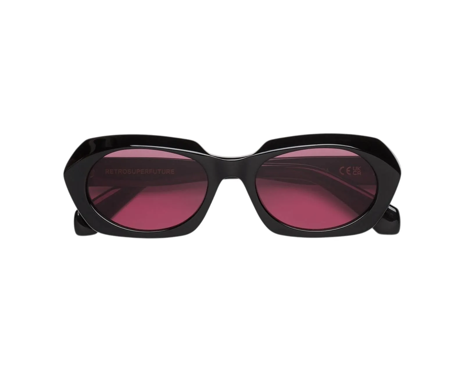 Retrosuperfuture 1R7 EPOCA FRAGOLINA Occhiali da sole Acetato Nero Rosa Geometrica Normale - immagine 2