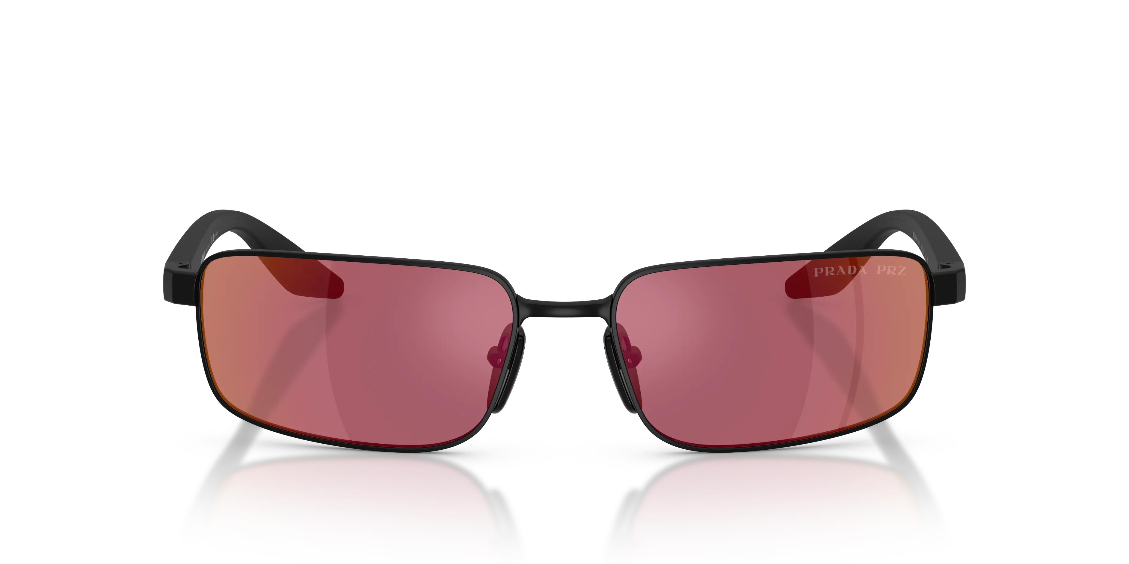 Prada Linea Rossa PS B54S 1BO07A Occhiali da sole Metallo Nero Rosso Squadrata Polarizzata Specchiato - immagine 3