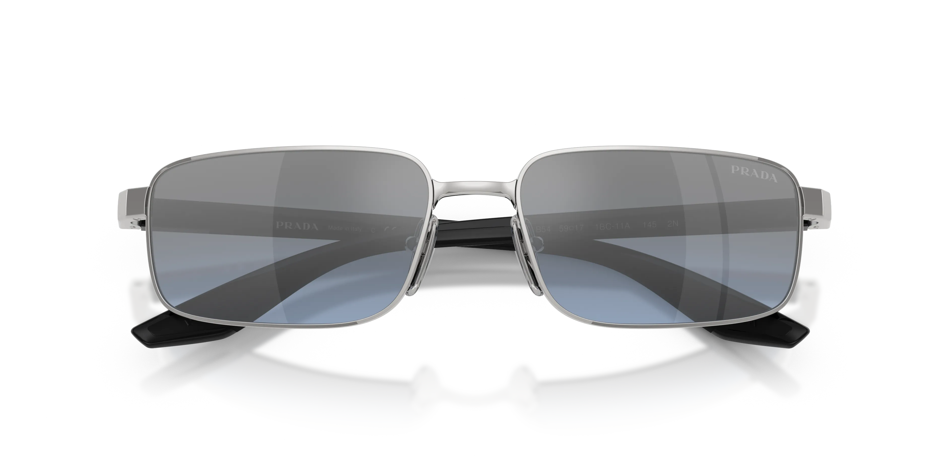 Prada Linea Rossa PS B54S 1BC11A Occhiali da sole Metallo Argento Argento Squadrata Normale Specchiato - immagine 2