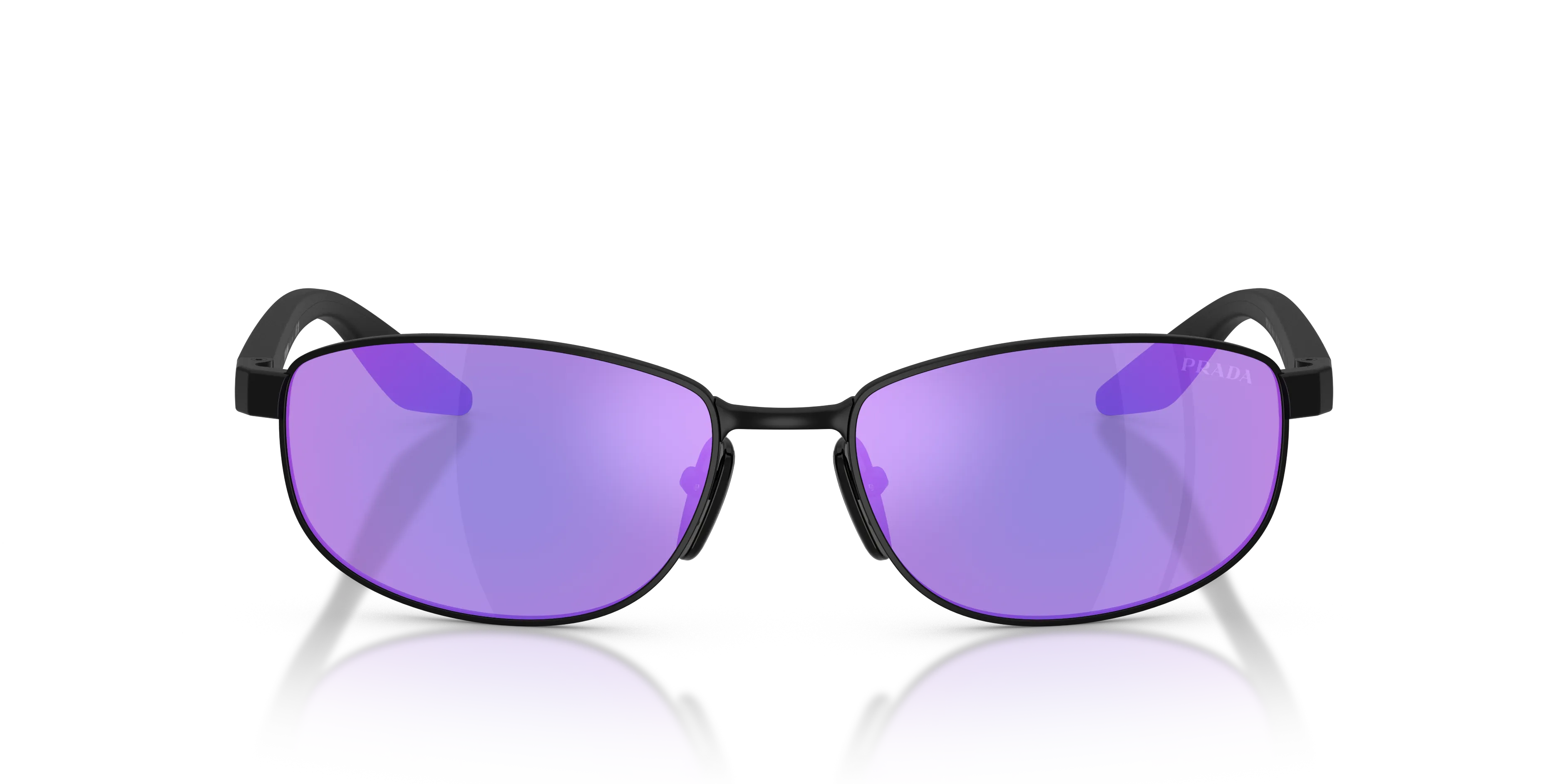 Prada Linea Rossa PS B53S 1BO60Z Occhiali da sole Metallo Nero Viola Rotonda Normale Specchiato - immagine 3