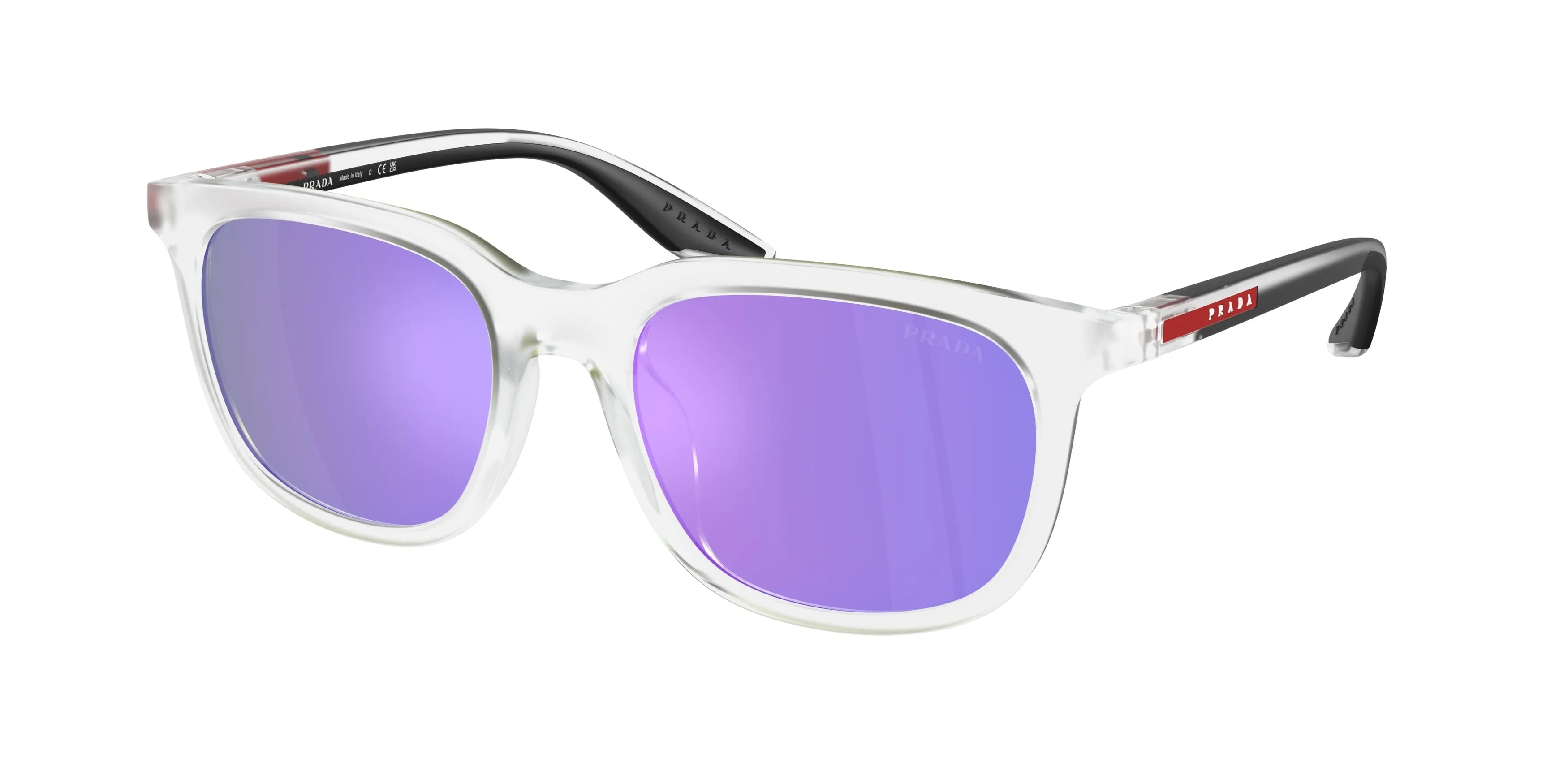 Prada Linea Rossa PS B09SU 14V60Z Occhiali da sole Iniettato Trasparente Viola Pillow Normale Specchiato - immagine 1