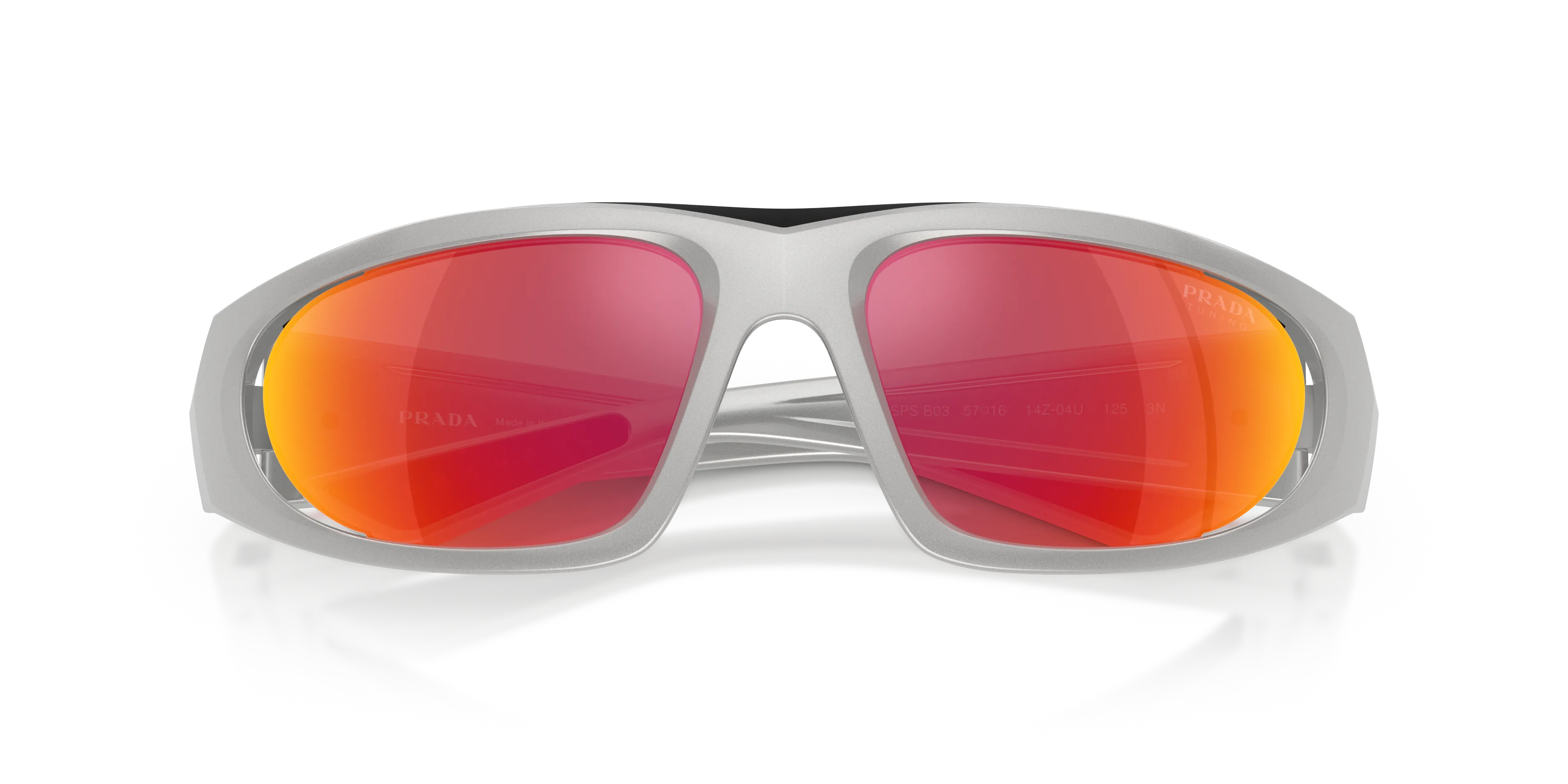 Prada Linea Rossa PS B03S 14Z04U Occhiali da sole Iniettato Grigio [""] Geometrica Normale Specchiato - immagine 2