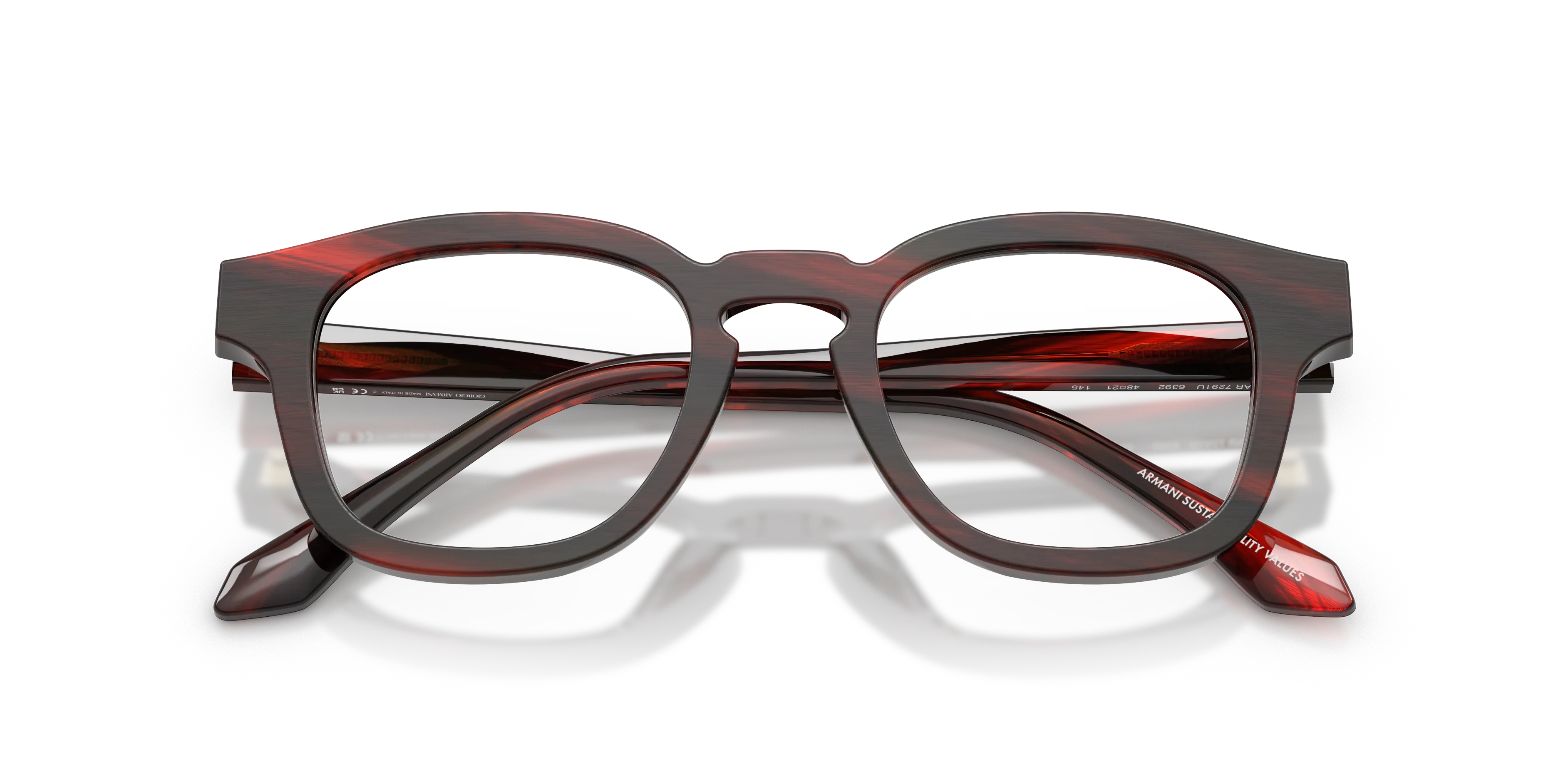 Giorgio Armani AR7291U 6392 Montature da vista Acetato Rosso Trasparente Pillow Normale - immagine 2