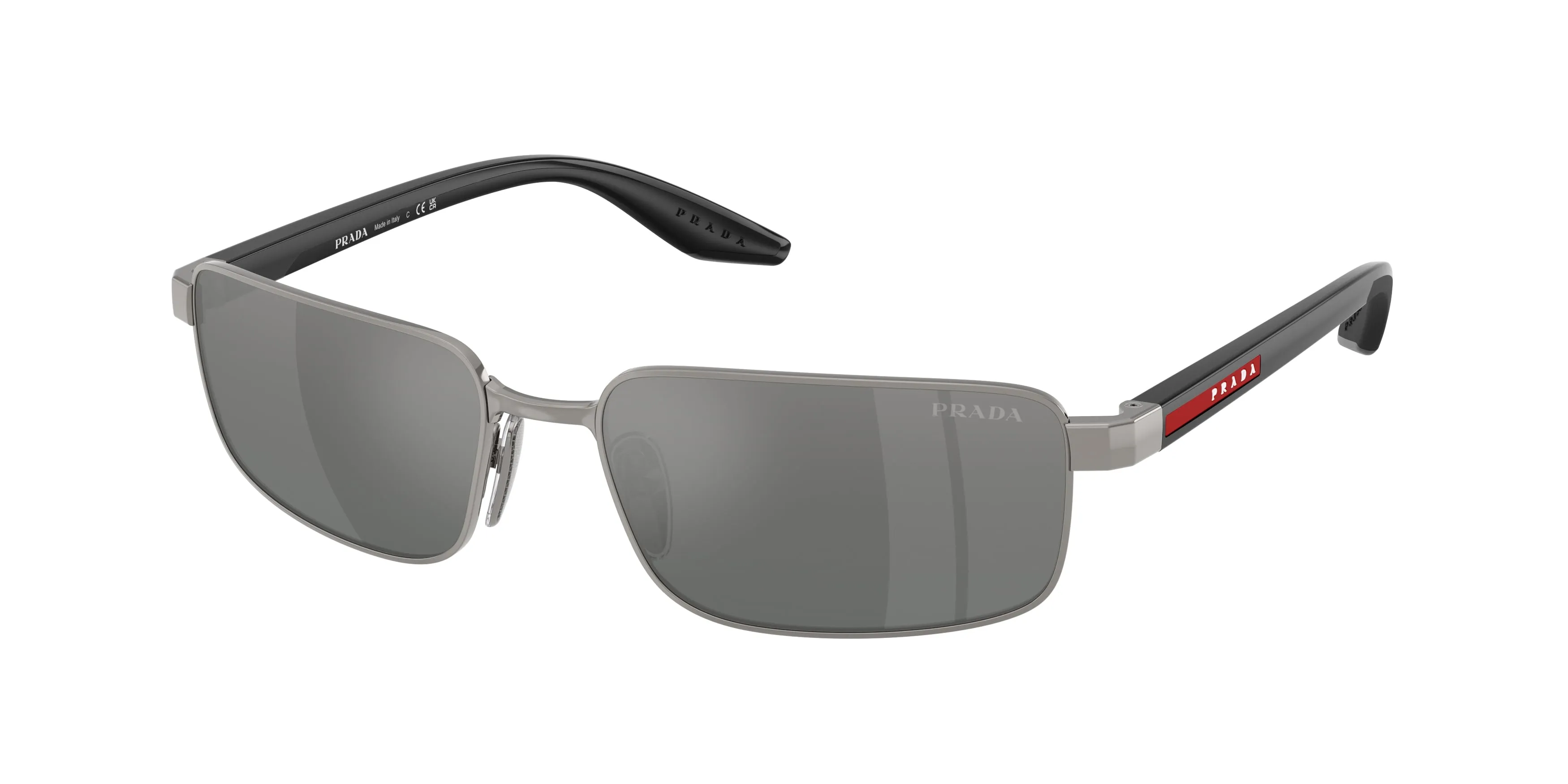 Prada Linea Rossa PS B54S 5AV41A Occhiali da sole Metallo Grigio Grigio Squadrata Normale - immagine 1