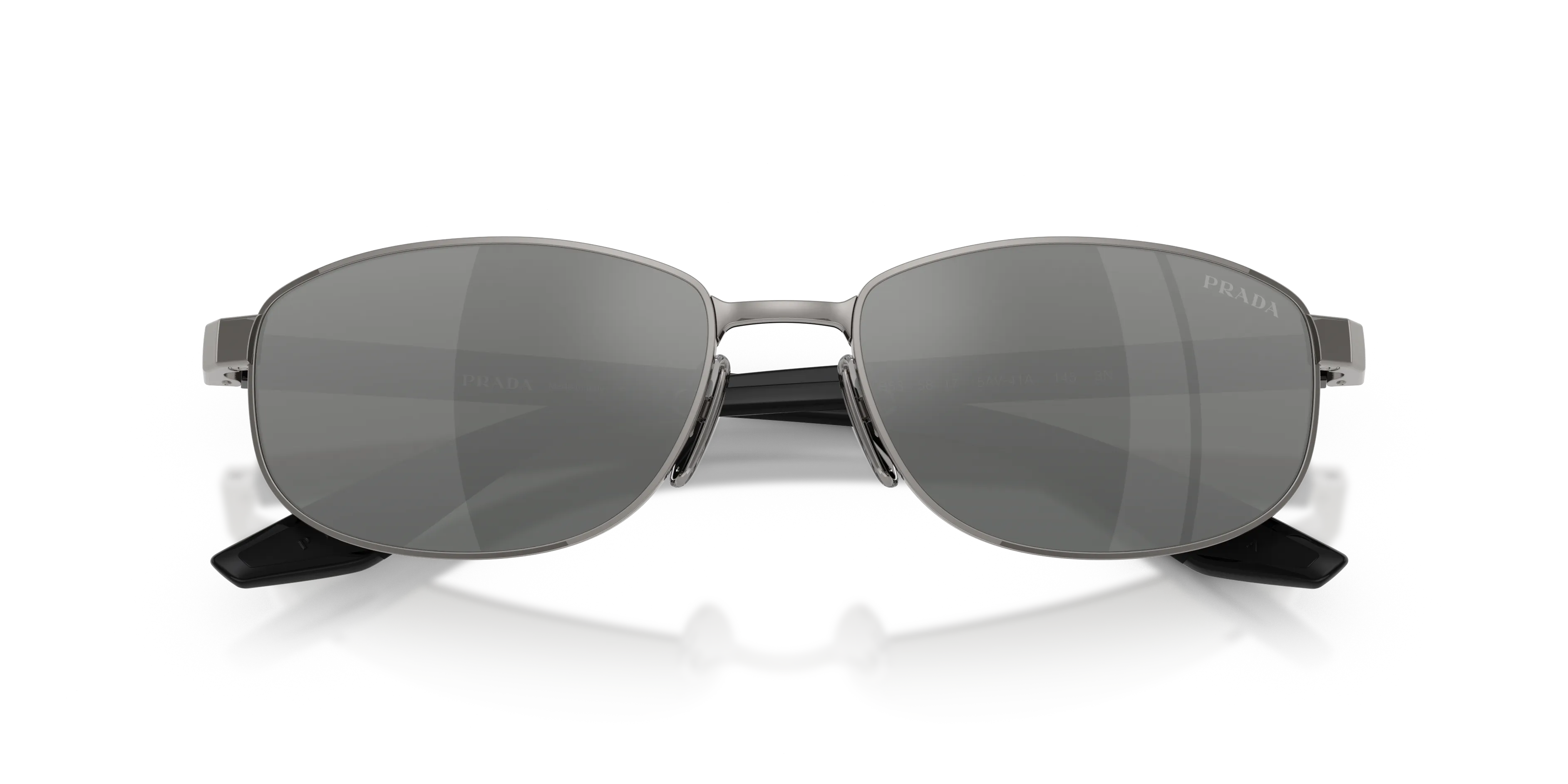 Prada Linea Rossa PS B53S 5AV41A Occhiali da sole Metallo Grigio Grigio Rotonda Normale Sfumato - immagine 2