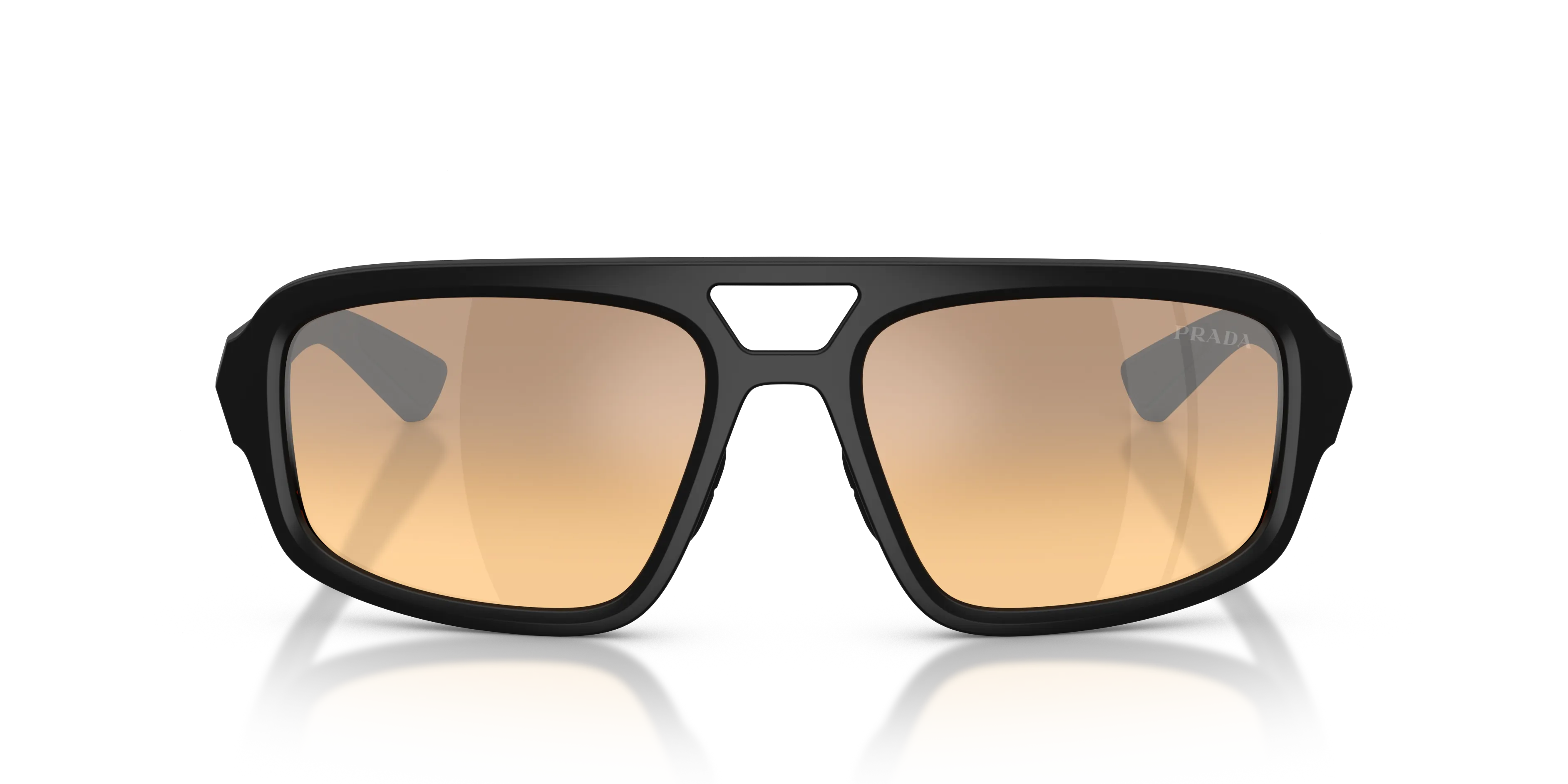 Prada Linea Rossa PS B11SU 1BO40Z Occhiali da sole Iniettato Nero Arancione Geometrica Specchiate Sfumato - immagine 3
