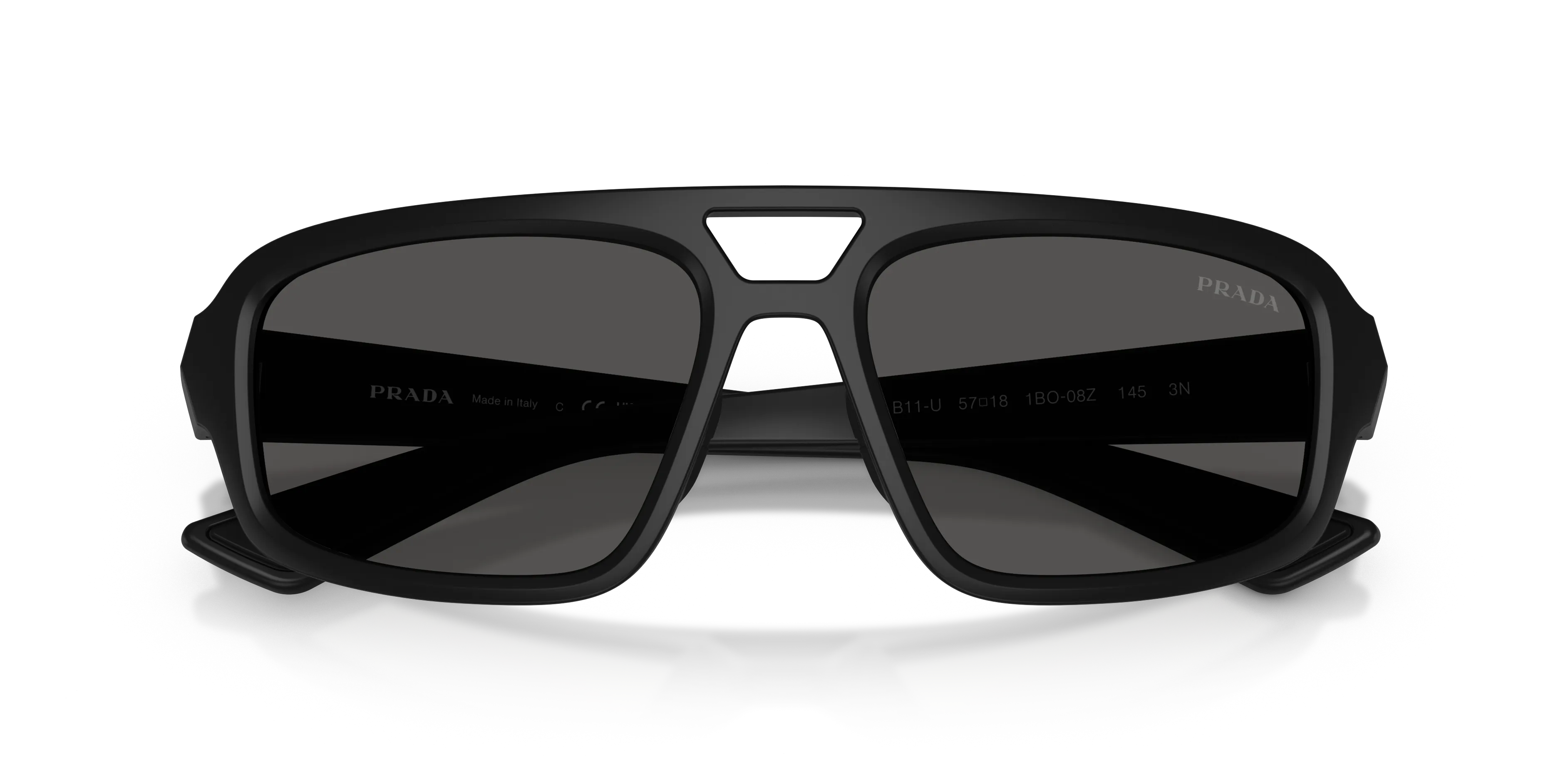 Prada Linea Rossa PS B11SU 1BO08Z Occhiali da sole Iniettato Nero Grigio Geometrica Normale - immagine 2