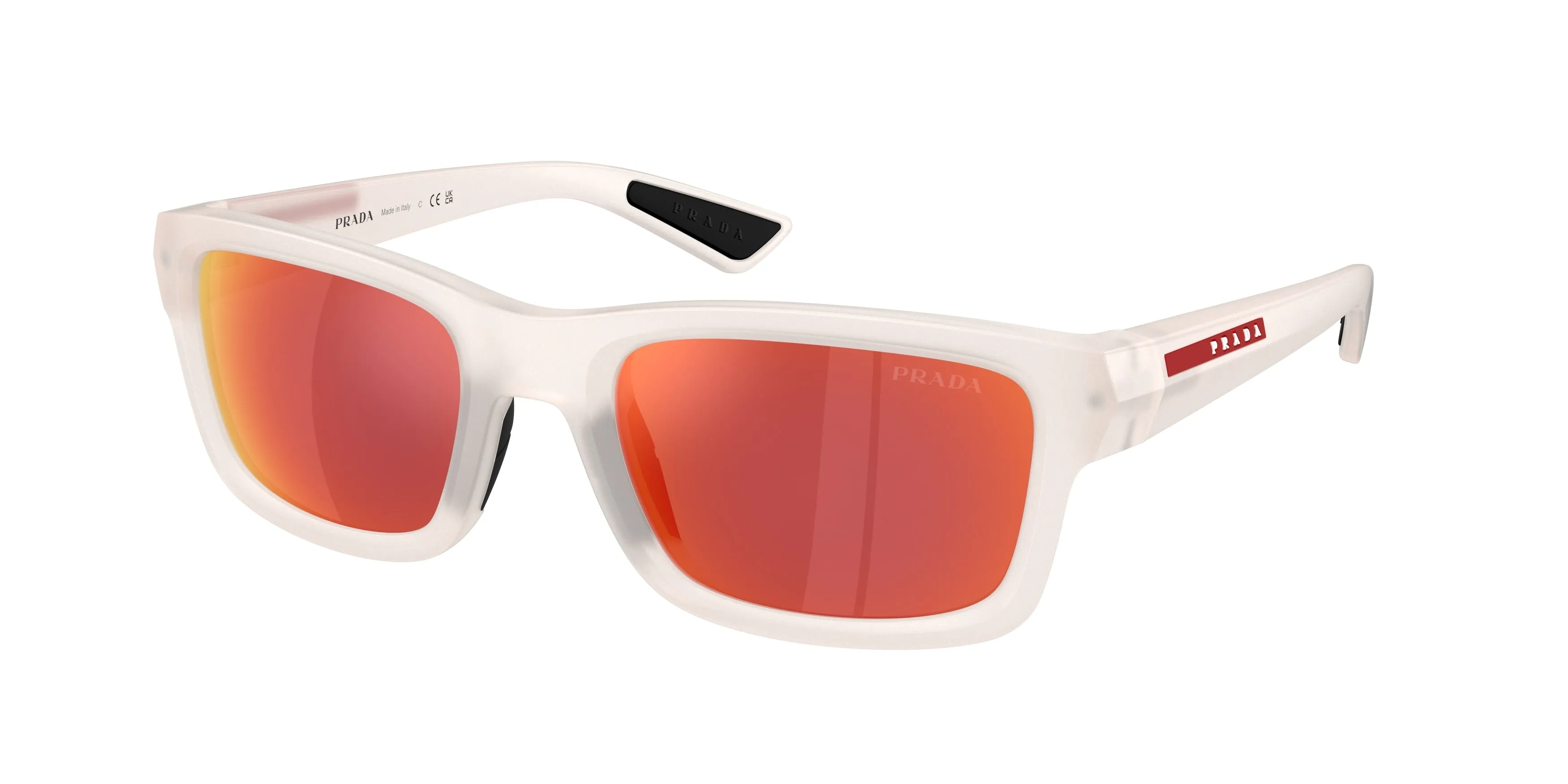 Prada Linea Rossa PS B10S 28M90Z Occhiali da sole Iniettato Trasparente Marrone Geometrica Specchiate - immagine 1