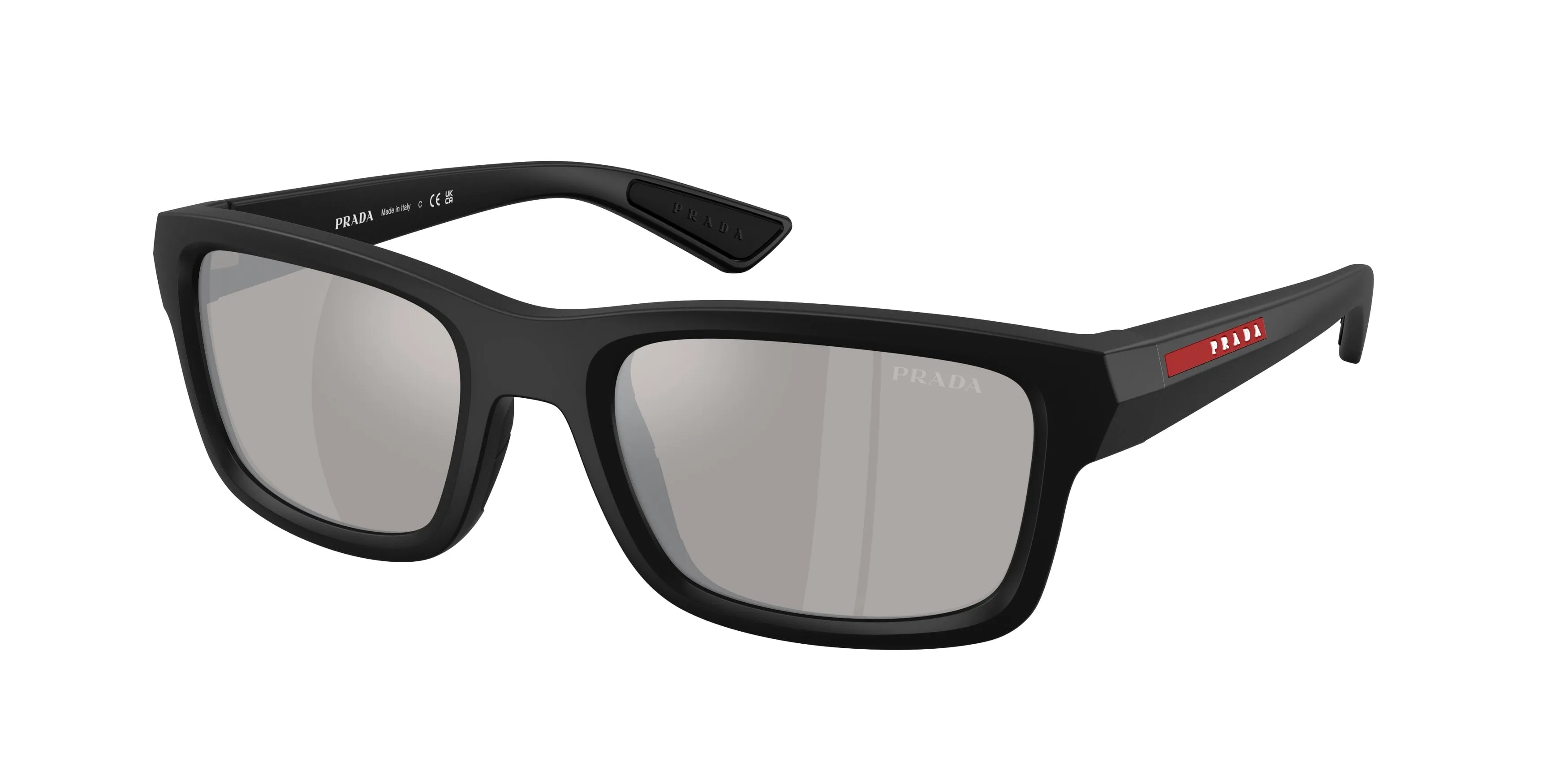 Prada Linea Rossa PS B10S 1BO80Z Occhiali da sole Iniettato Nero Grigio Geometrica Specchiate - immagine 1