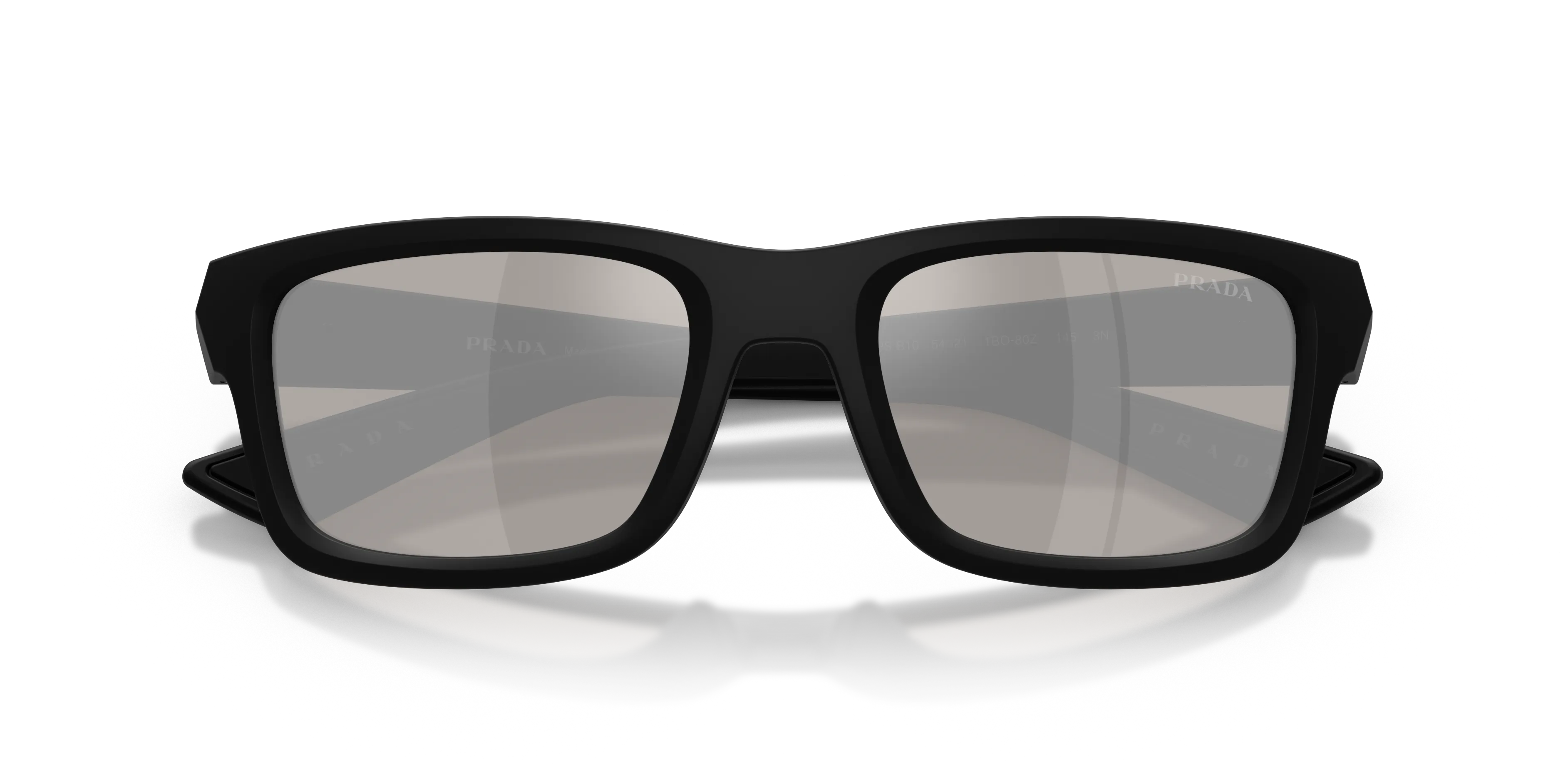 Prada Linea Rossa PS B10S 1BO80Z Occhiali da sole Iniettato Nero Grigio Geometrica Specchiate - immagine 2