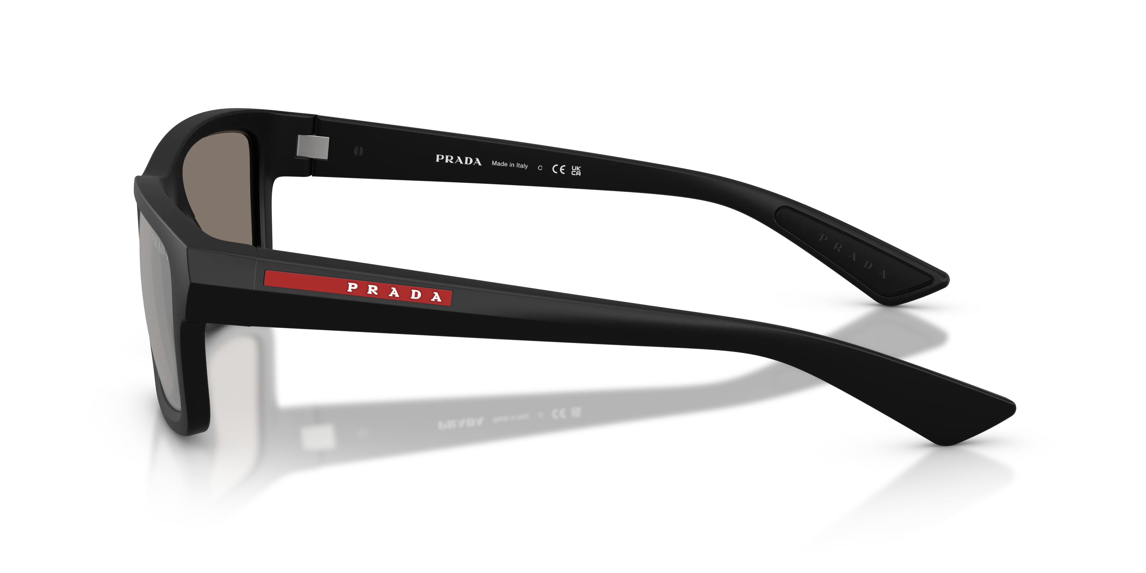 Prada Linea Rossa PS B10S 1BO80Z Occhiali da sole Iniettato Nero Grigio Geometrica Specchiate - immagine 4