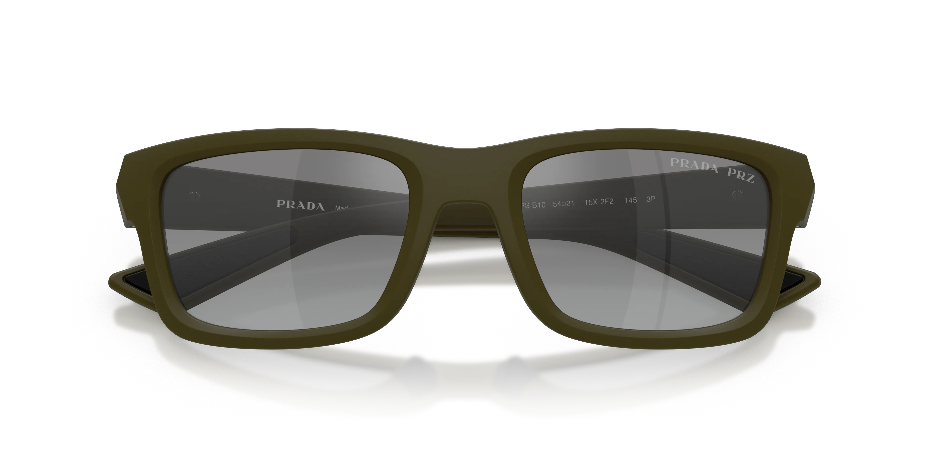 Prada Linea Rossa PS B10S 15X2F2 Occhiali da sole Iniettato Verde Grigio Geometrica Polarizzata Sfumato - immagine 2