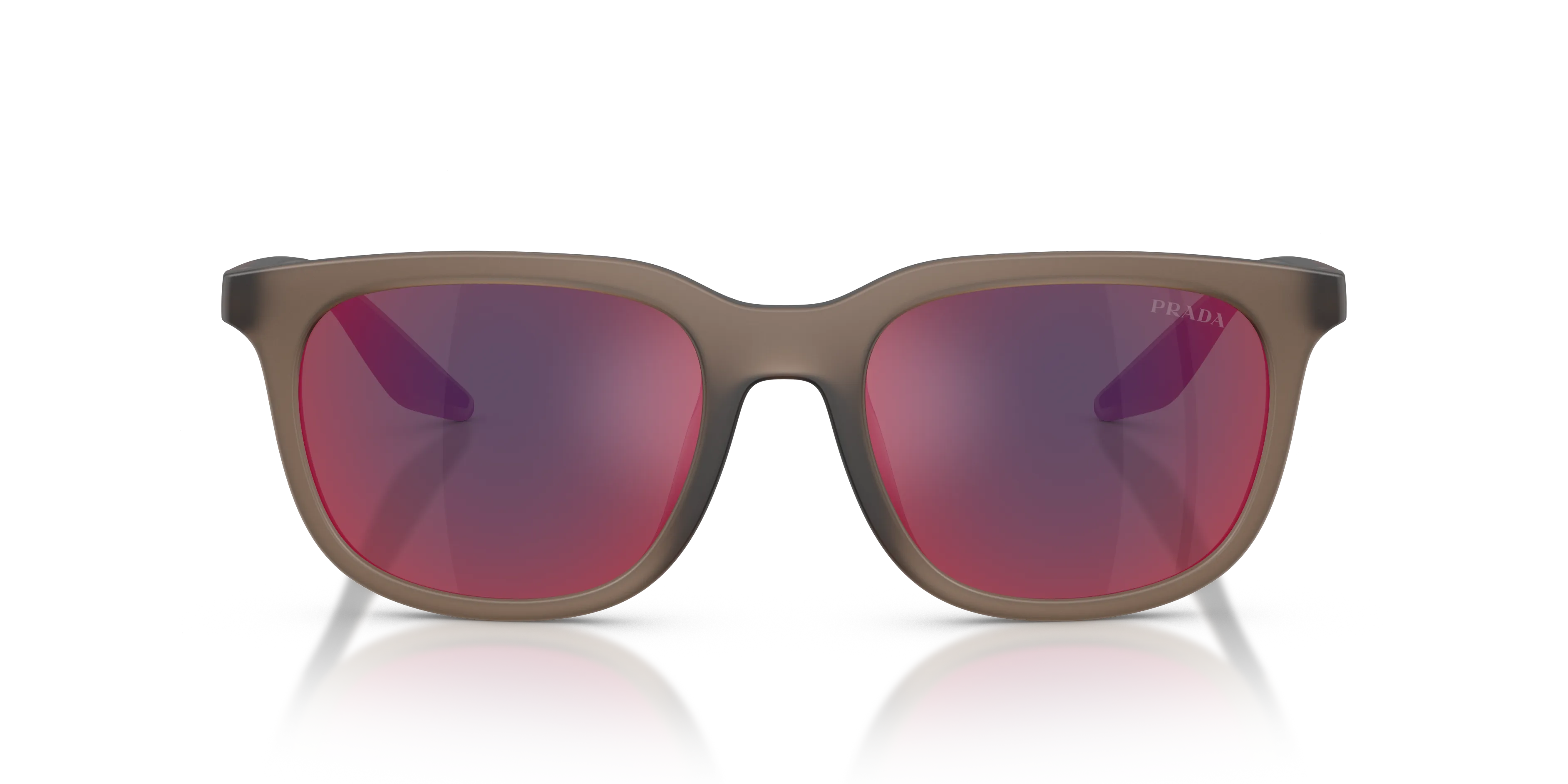 Prada Linea Rossa PS B09SU 29F21A Occhiali da sole Iniettato Marrone Grigio Pillow Specchiate - immagine 3