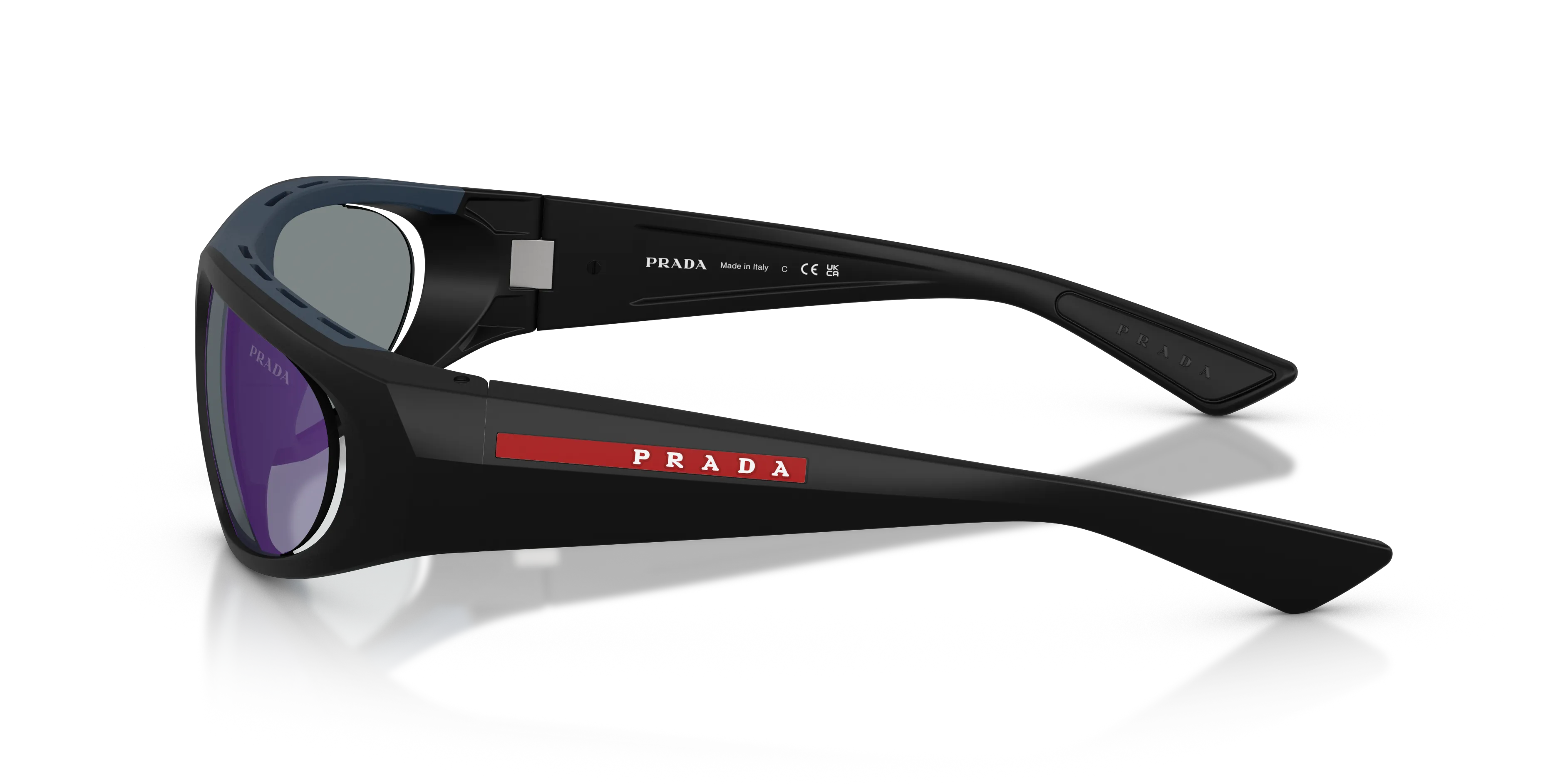 Prada Linea Rossa PS B03S 1BO10J Occhiali da sole Iniettato Nero Blu Geometrica Normale - immagine 4
