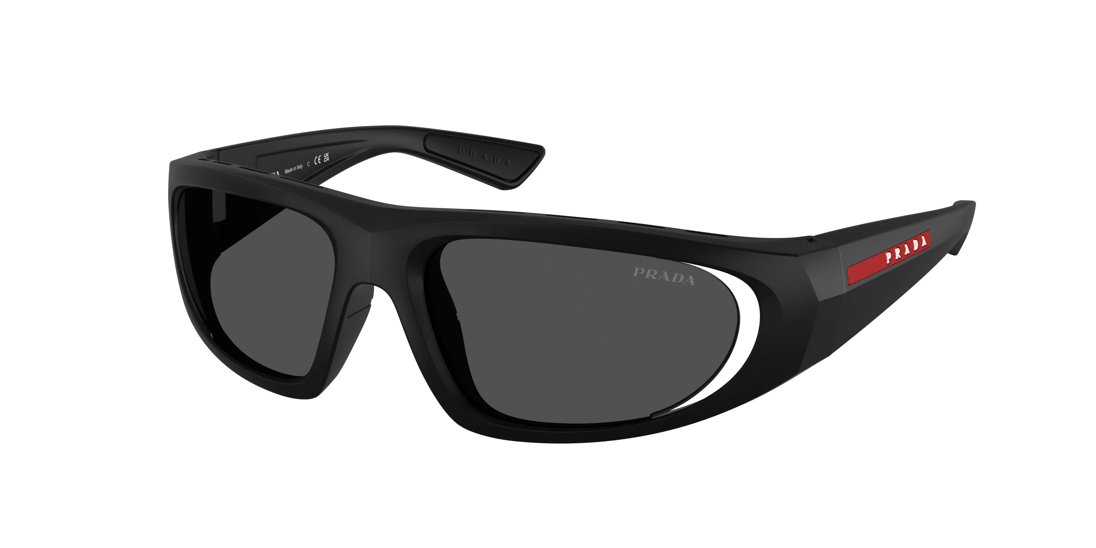 Prada Linea Rossa PS B03S 1BO06F Occhiali da sole Iniettato Nero Grigio Geometrica Normale - immagine 1