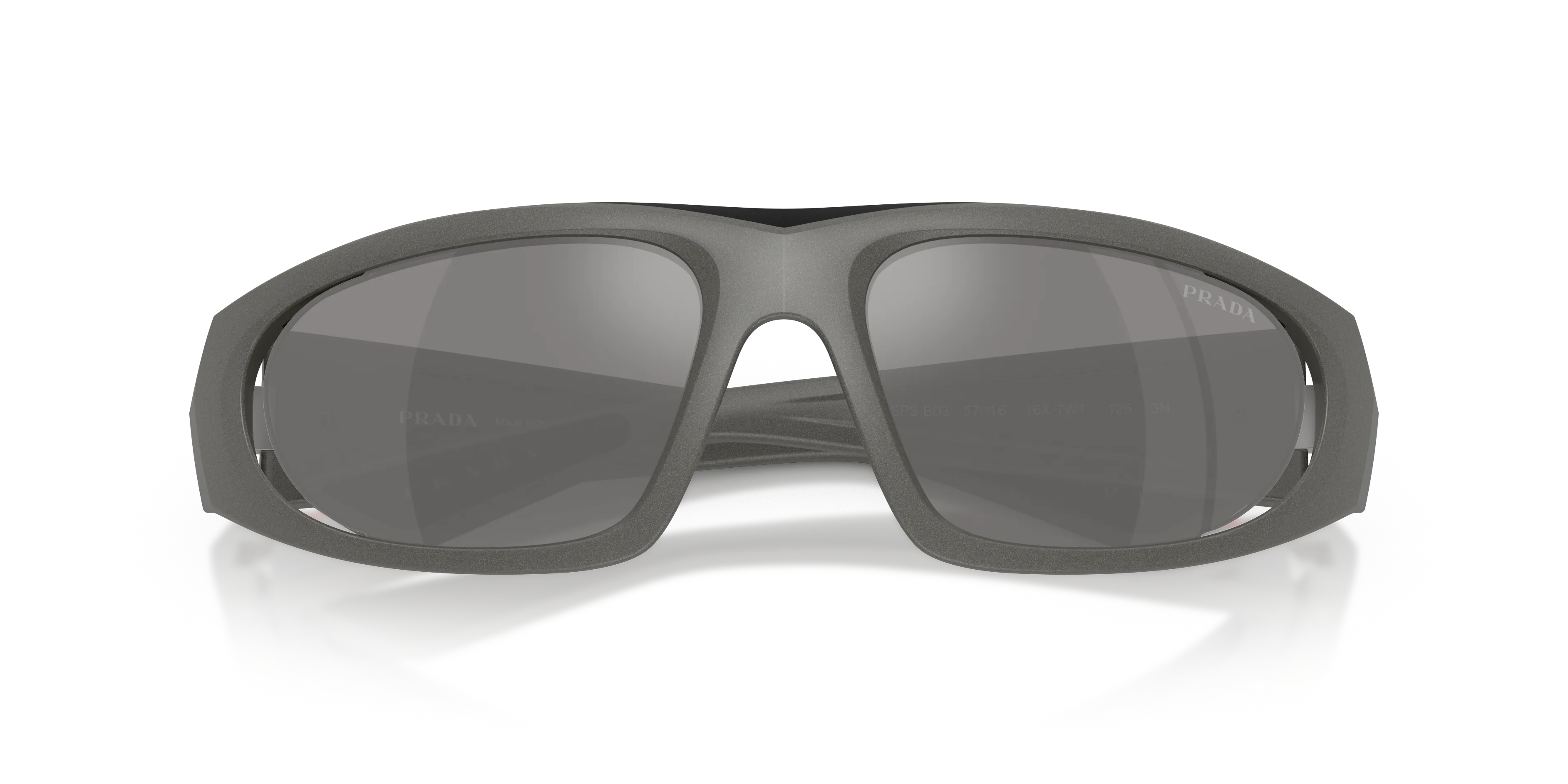 Prada Linea Rossa PS B03S 16X7W1 Occhiali da sole Iniettato Grigio Grigio Geometrica Specchiate - immagine 2