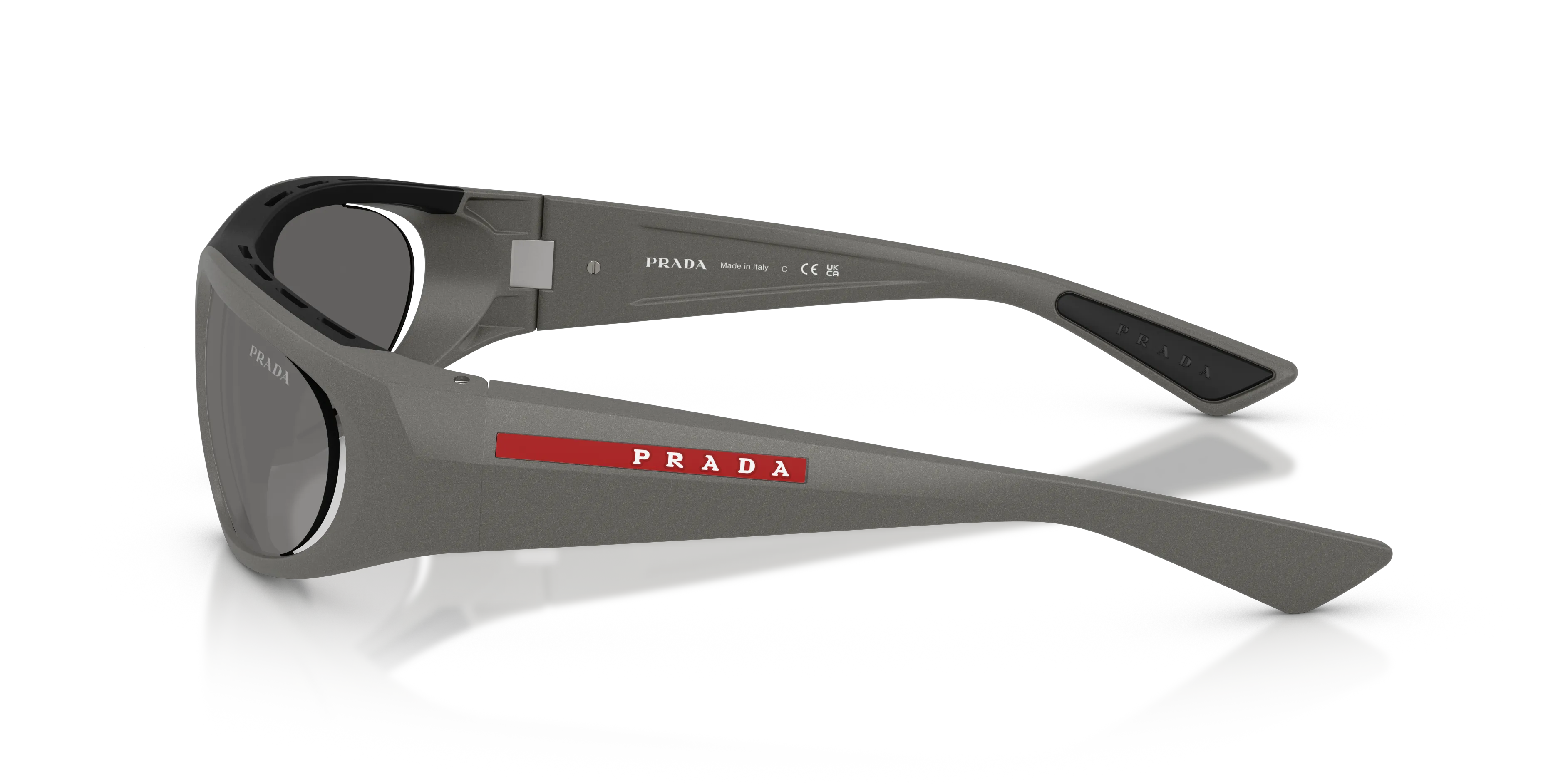 Prada Linea Rossa PS B03S 16X7W1 Occhiali da sole Iniettato Grigio Grigio Geometrica Specchiate - immagine 4