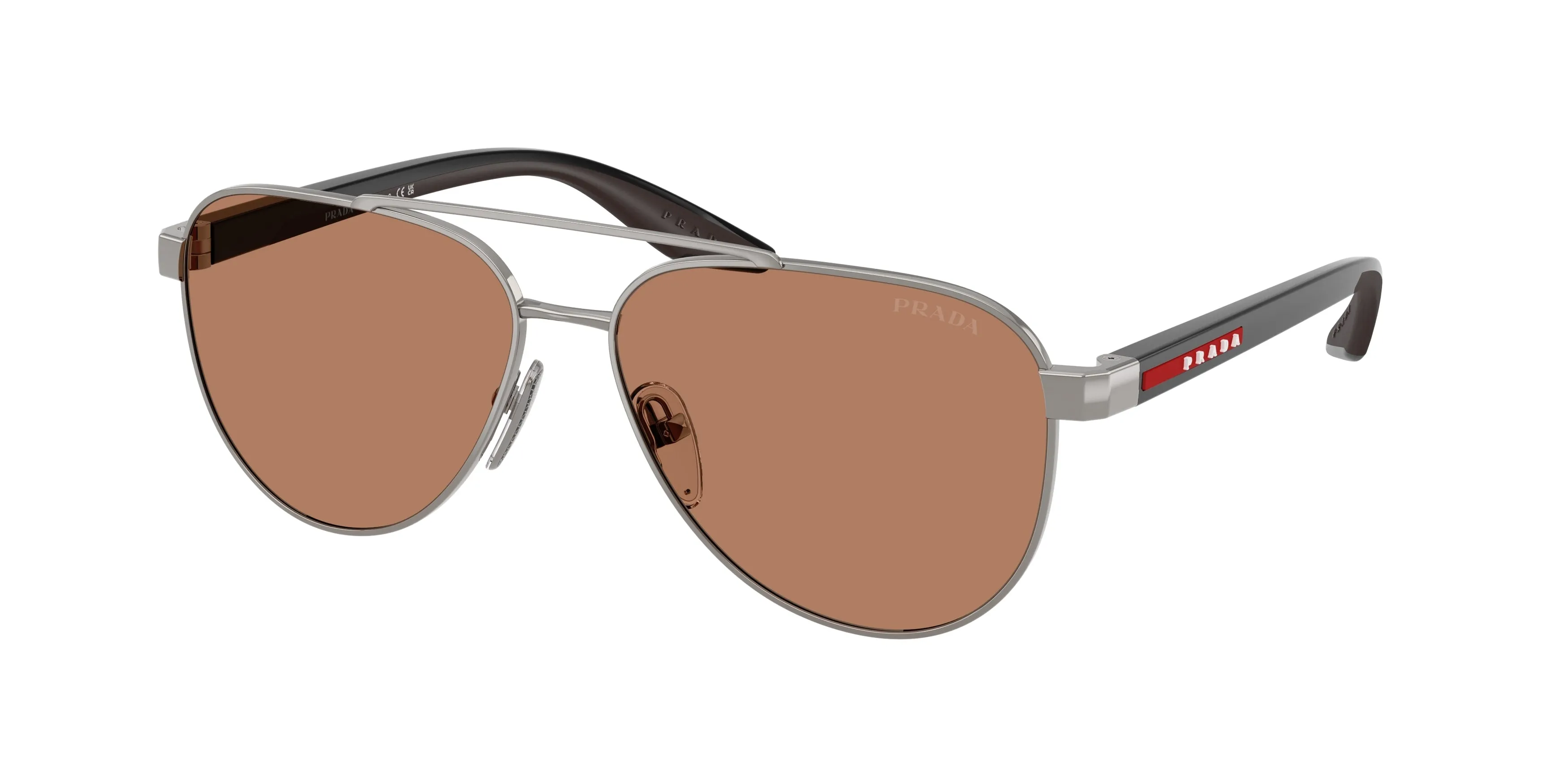 Prada Linea Rossa PS A52S 5AV20D Occhiali da sole Metallo Grigio Marrone Pilot Normale - immagine 1