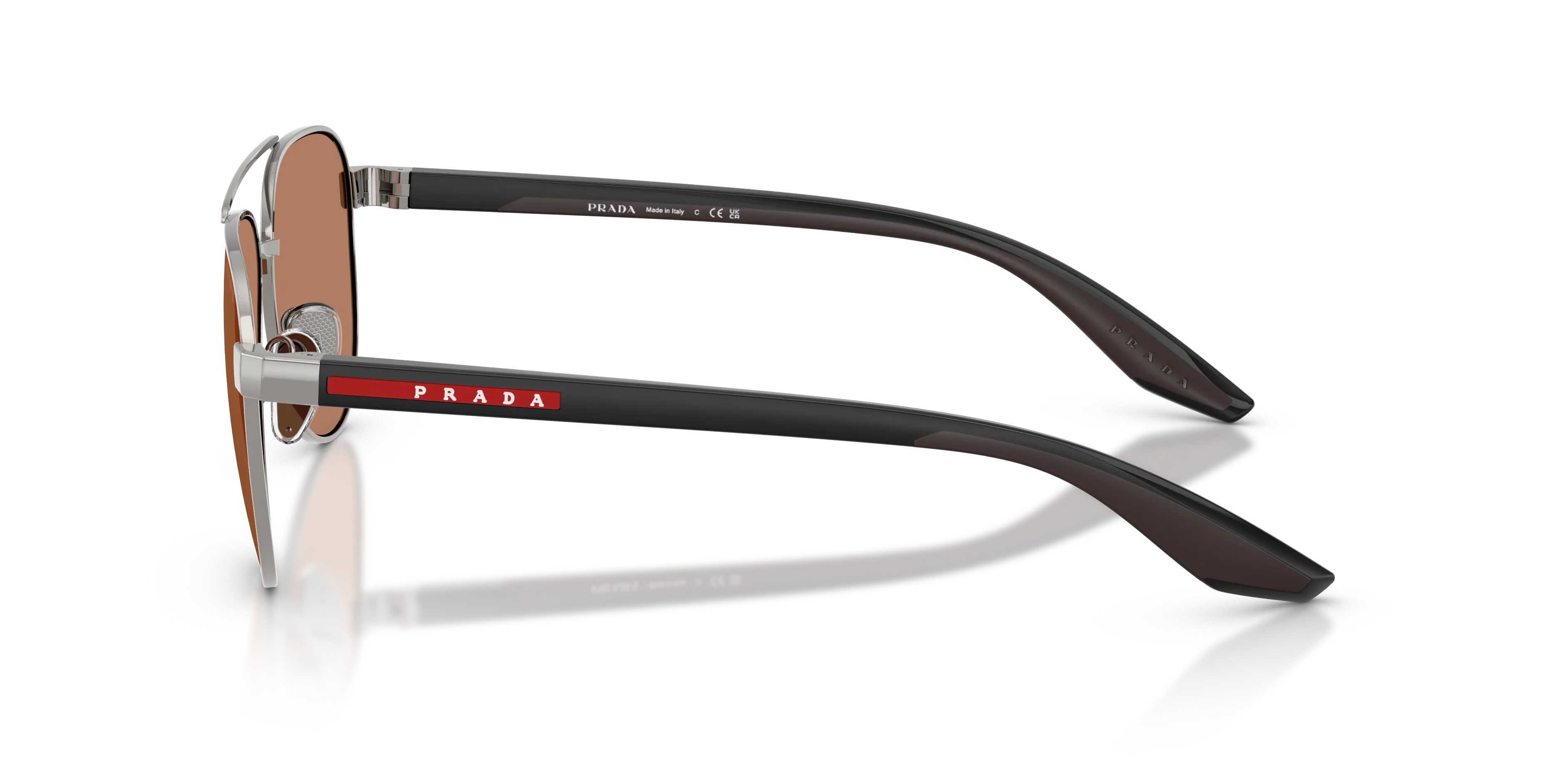 Prada Linea Rossa PS A52S 5AV20D Occhiali da sole Metallo Grigio Marrone Pilot Normale - immagine 4