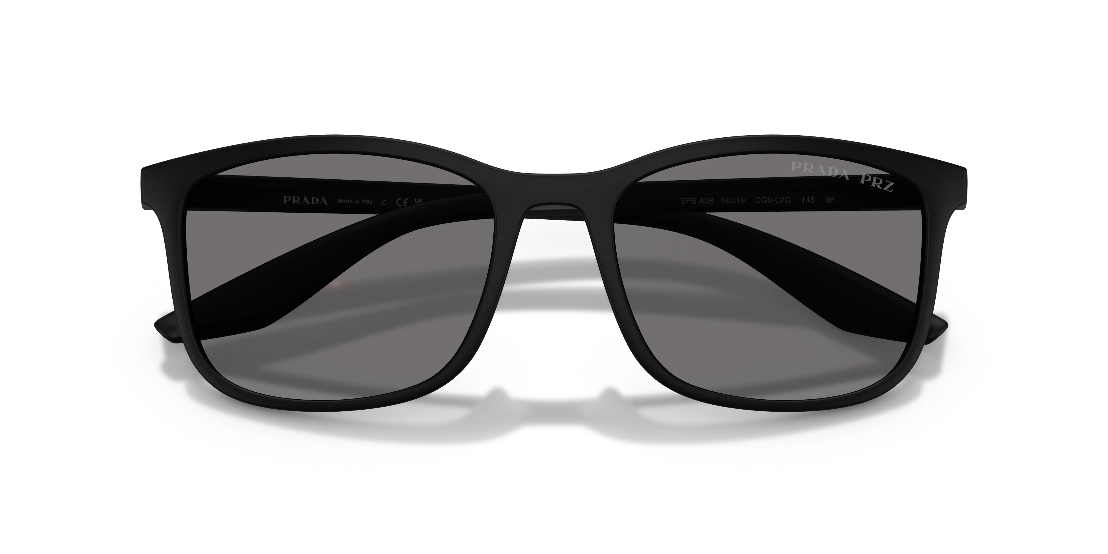 Prada Linea Rossa PS A08S DG002G Occhiali da sole Iniettato Nero Grigio Pillow Polarizzata - immagine 2