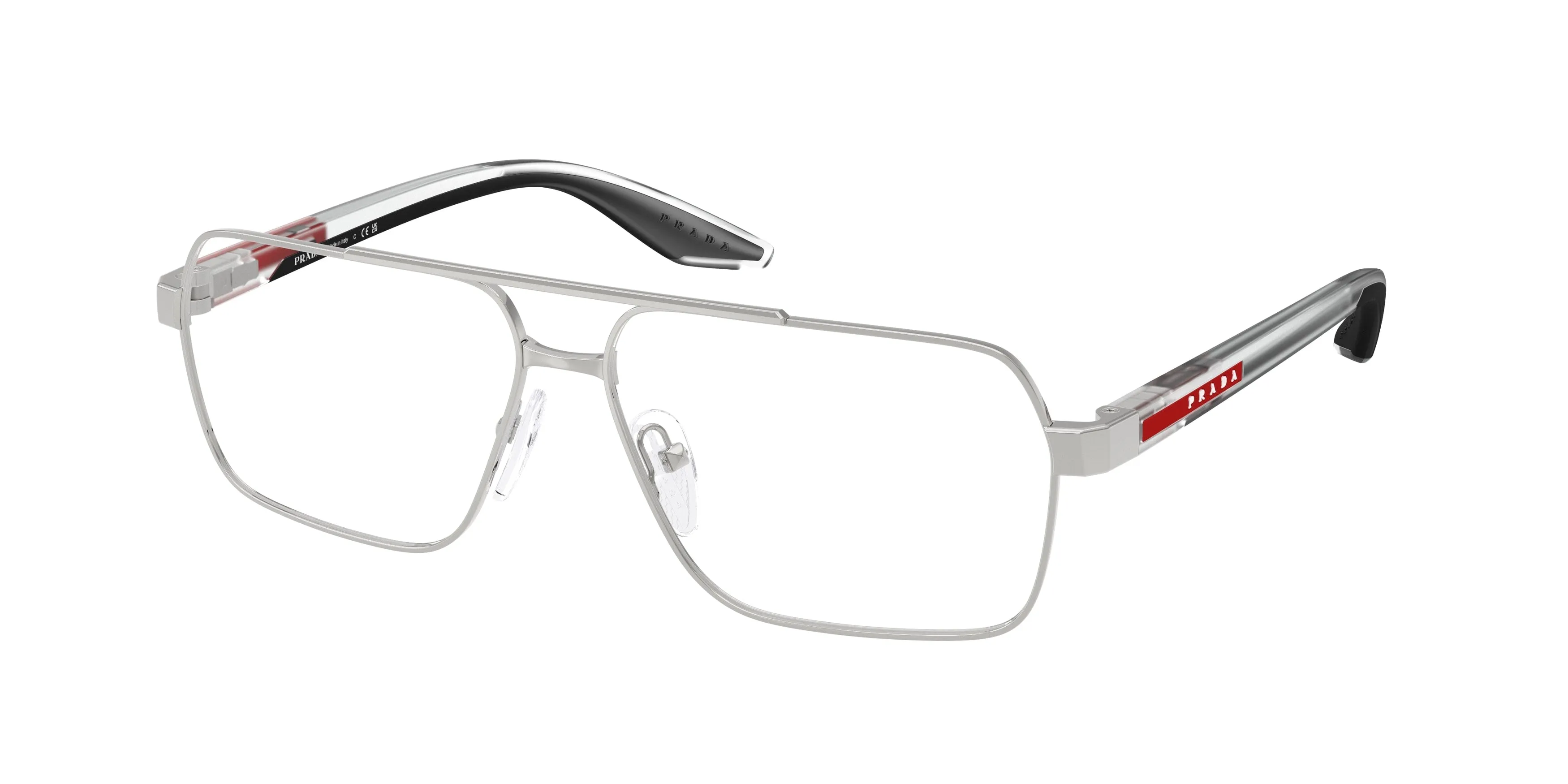 Prada Linea Rossa PS 51TV 1BC1O1 Montature da vista Metallo Argento Trasparente Squadrata Normale - immagine 1