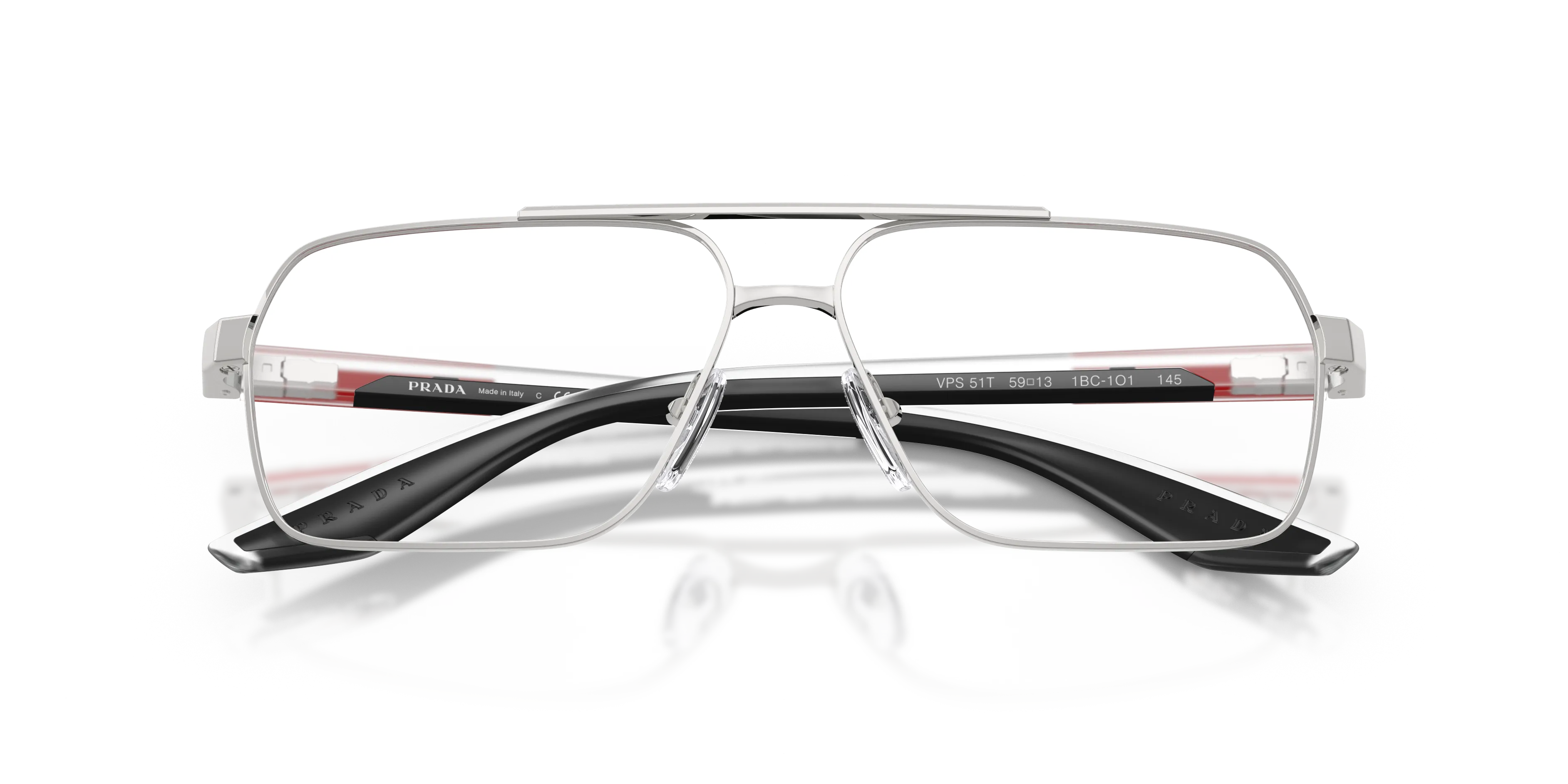 Prada Linea Rossa PS 51TV 1BC1O1 Montature da vista Metallo Argento Trasparente Squadrata Normale - immagine 2