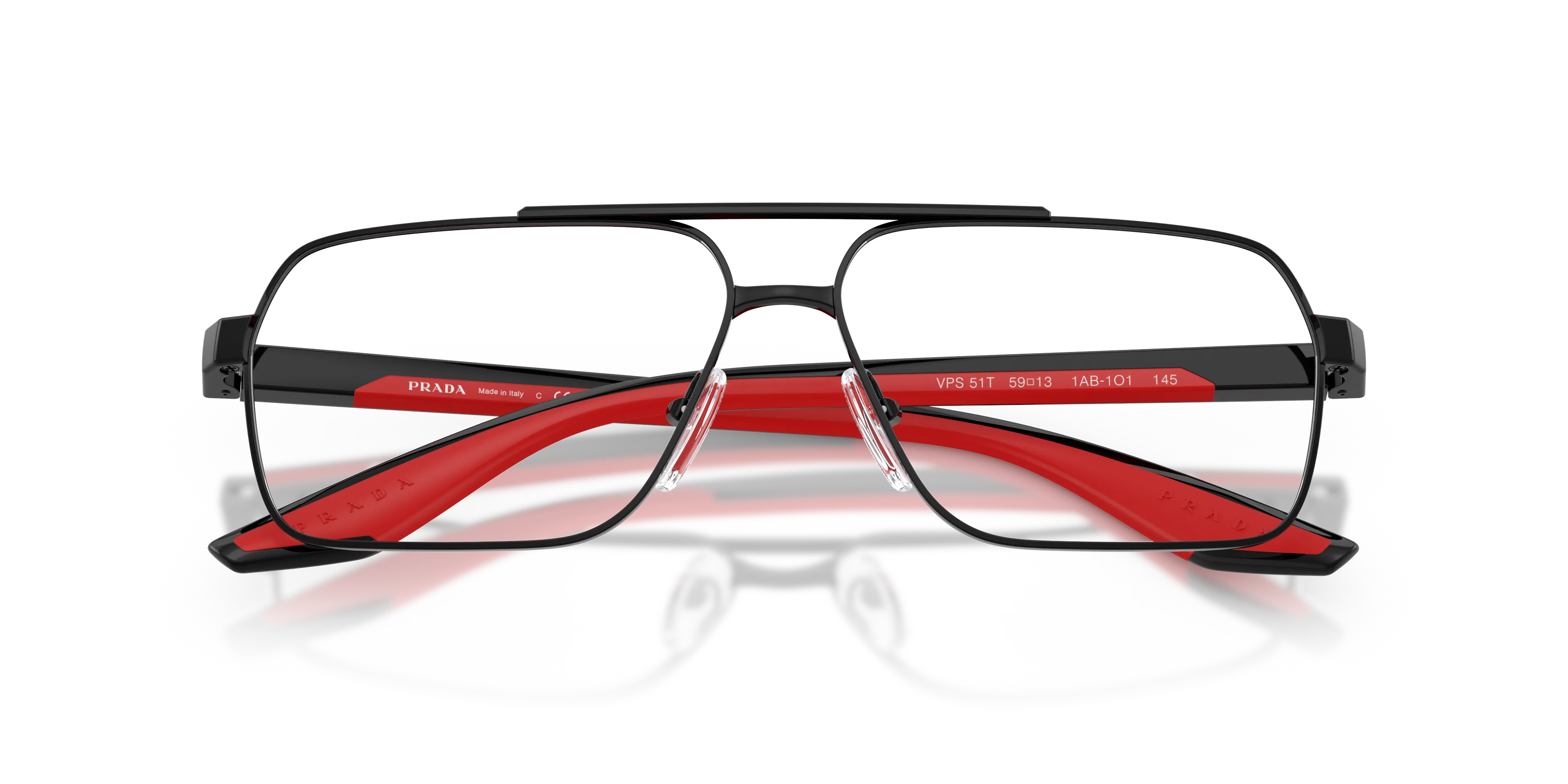 Prada Linea Rossa PS 51TV 1AB1O1 Montature da vista Metallo Nero Trasparente Squadrata Normale - immagine 2