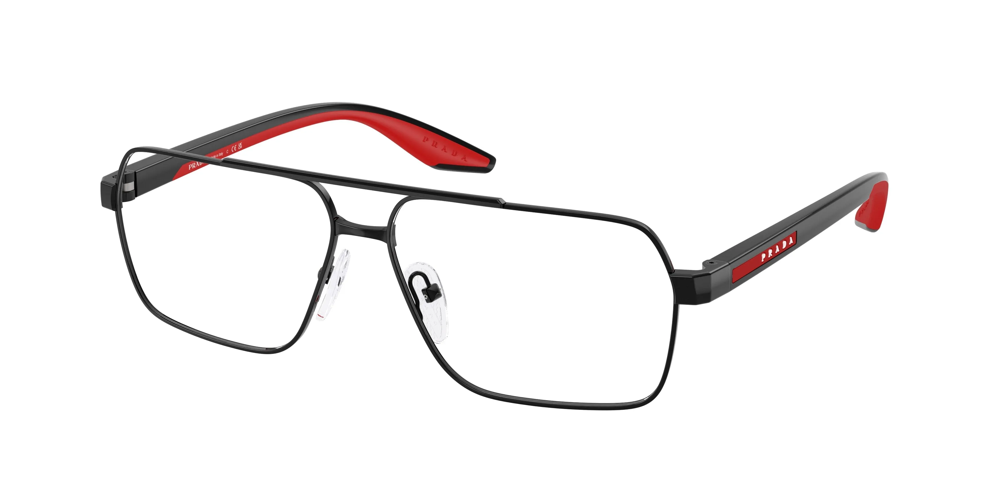 Prada Linea Rossa PS 51TV 1AB1O1 Montature da vista Metallo Nero Trasparente Squadrata Normale - immagine 1